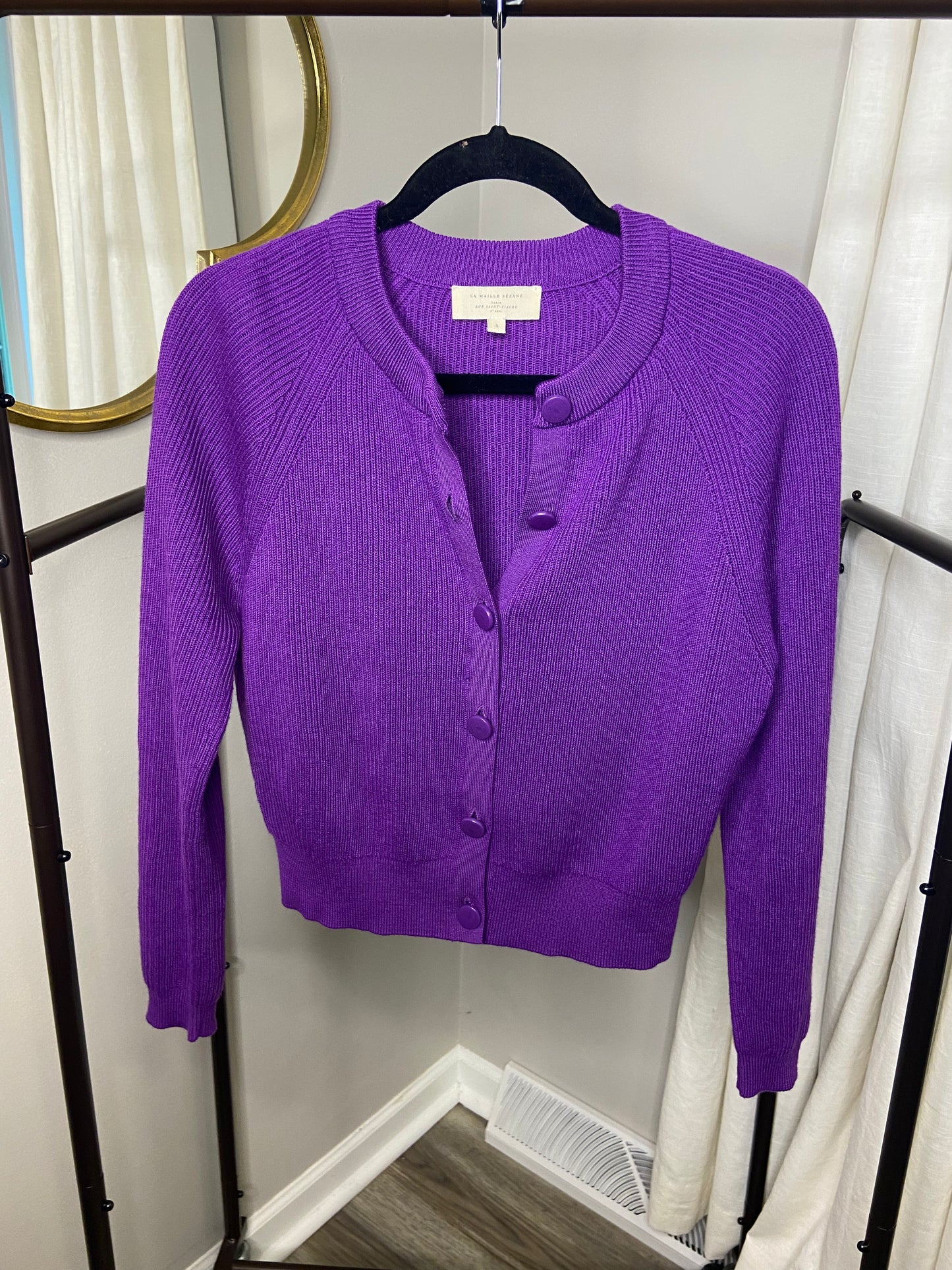 Sezane Sonnie Purple Cardigan size S