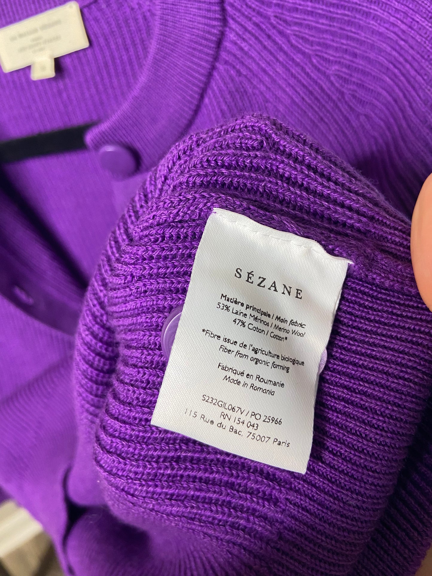 Sezane Sonnie Purple Cardigan size S