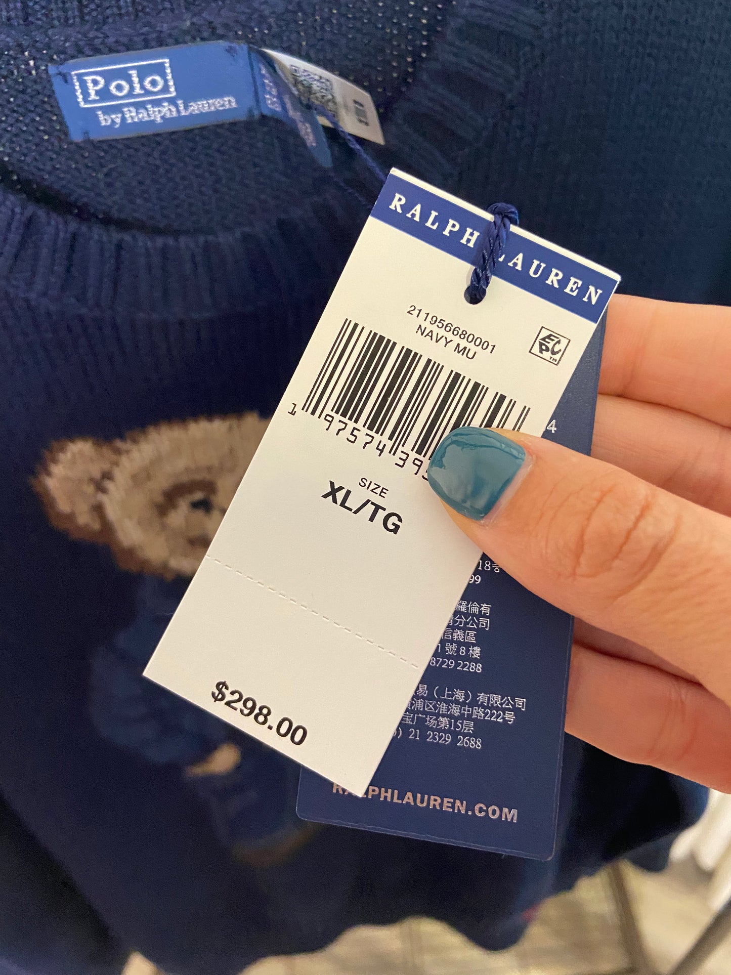 Polo Ralph Lauren Bear Sweater size XL