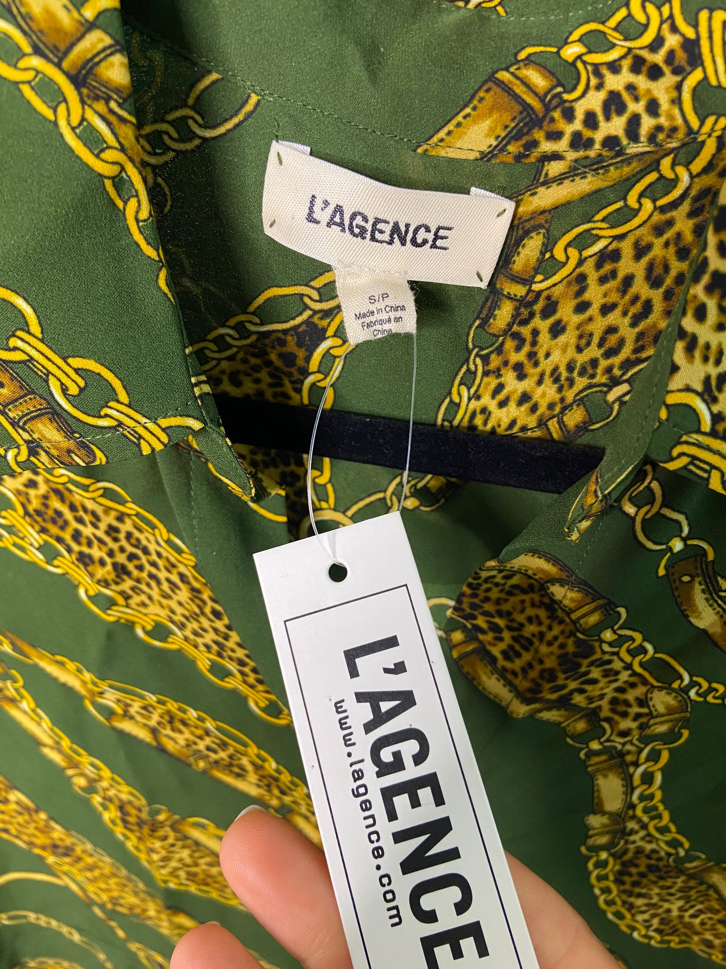 L'agence Nina Silk Printed Blouse In Green size S