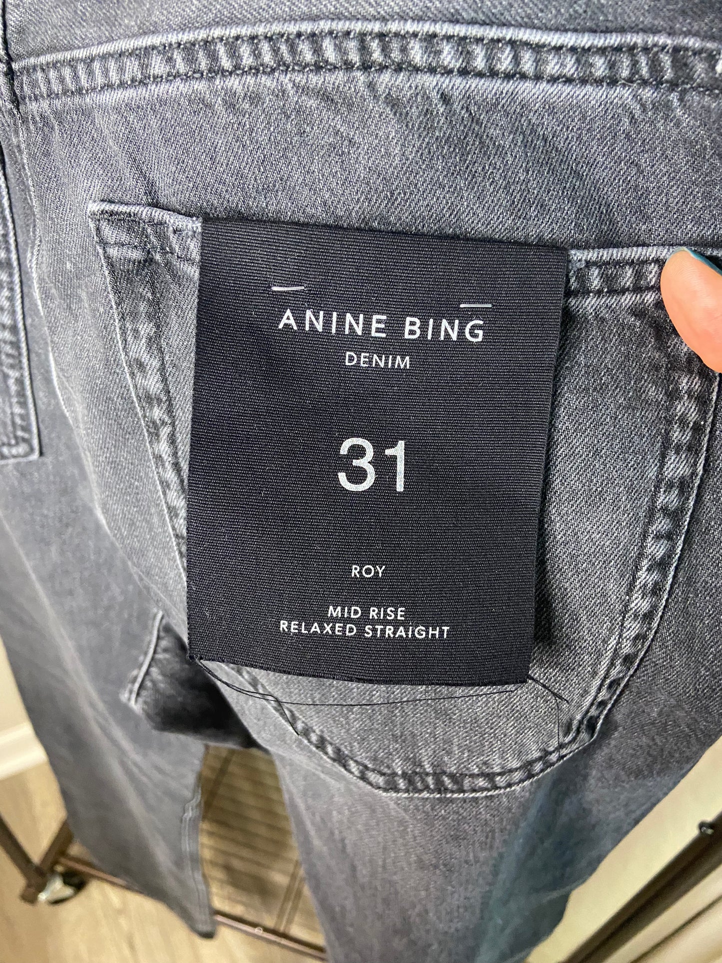 Anine Bing Roy Mid Rise Relaxed Straight Jeans size 31