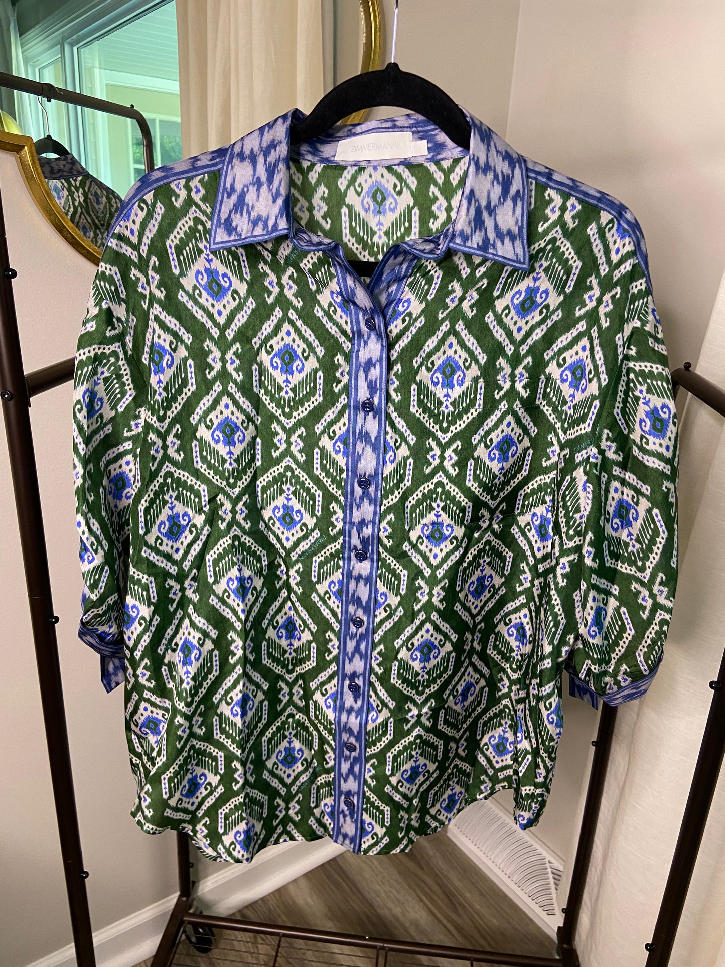 Zimmermann Wylie Printed Silk Shirt size US 6