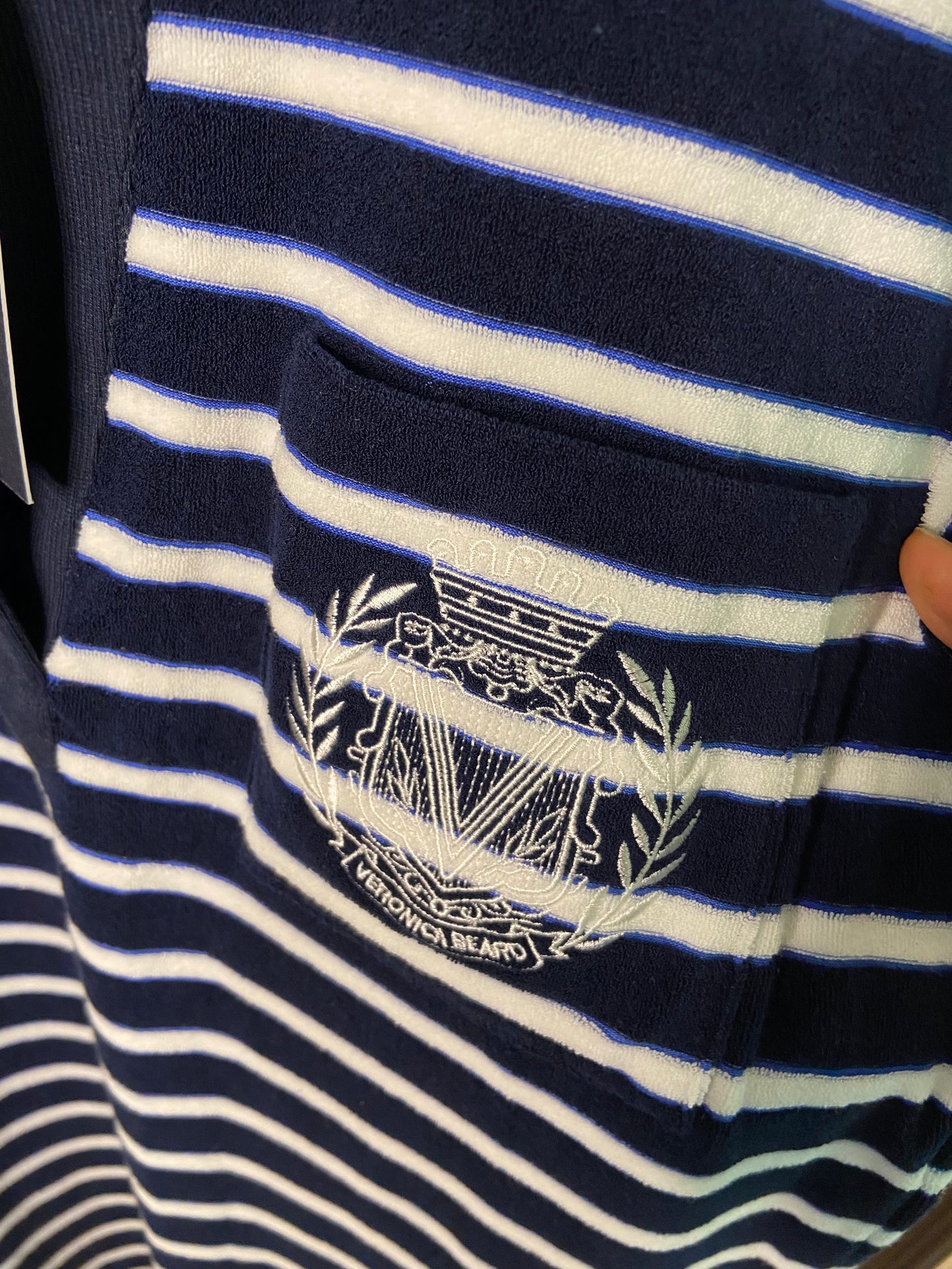 Veronica Beard Terrence Embroidered Stripe Terry Dress size M
