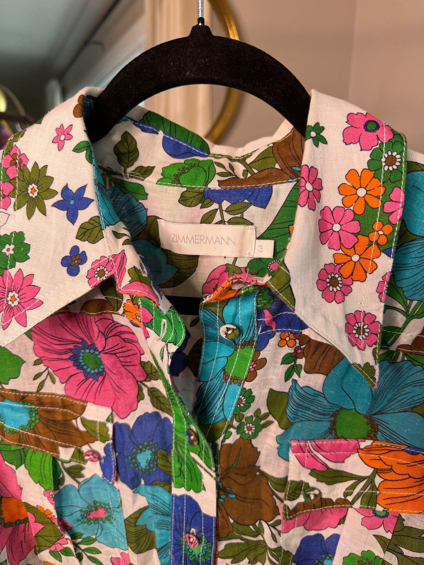 ZIMMERMANN Floral Riders Linen Playsuit size US 10