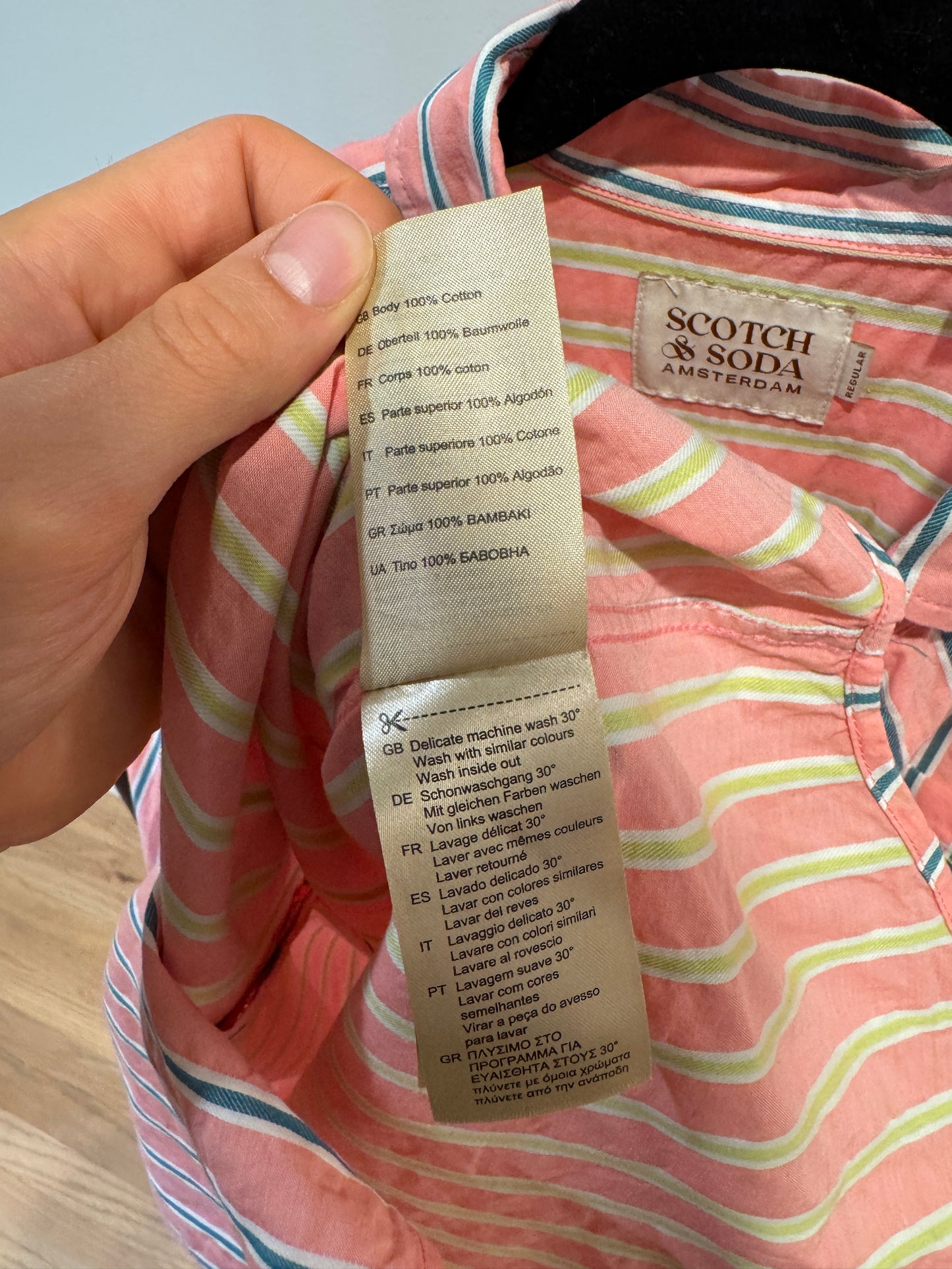 Scotch and Soda Dobby Stripe Coral Button Down size S