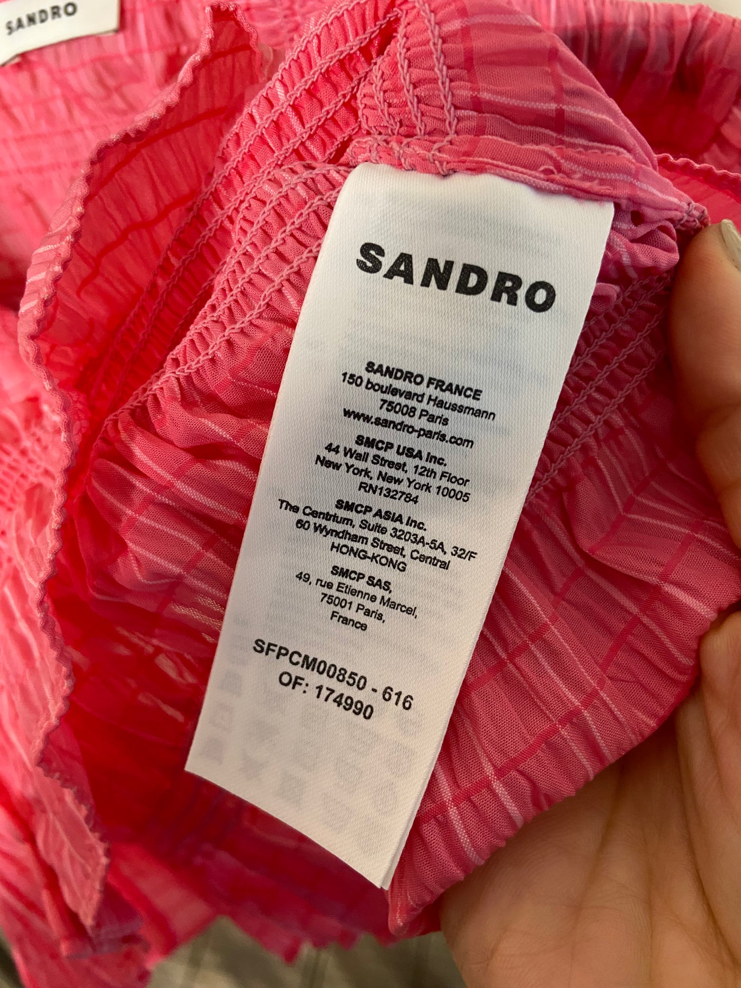 Sandro Janelle Stripe Smocked Cropped Blouse size XS