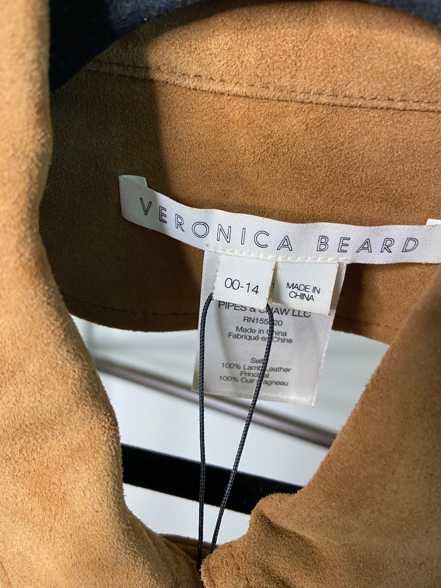 Veronica Beard Slate Suede Dickey with Fringe in Acorn size 00-14