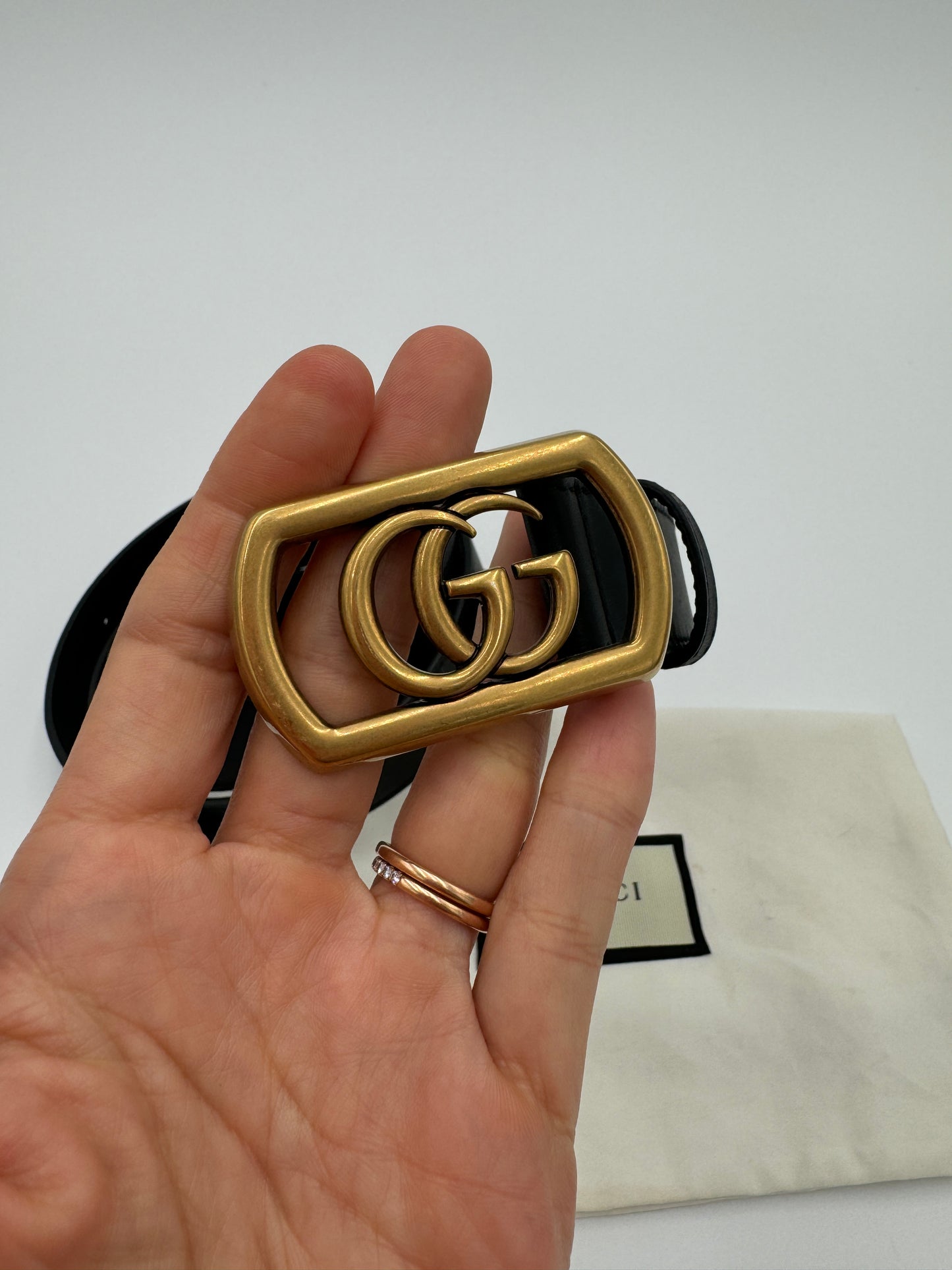GUCCI Calfskin Framed GG Belt size 110