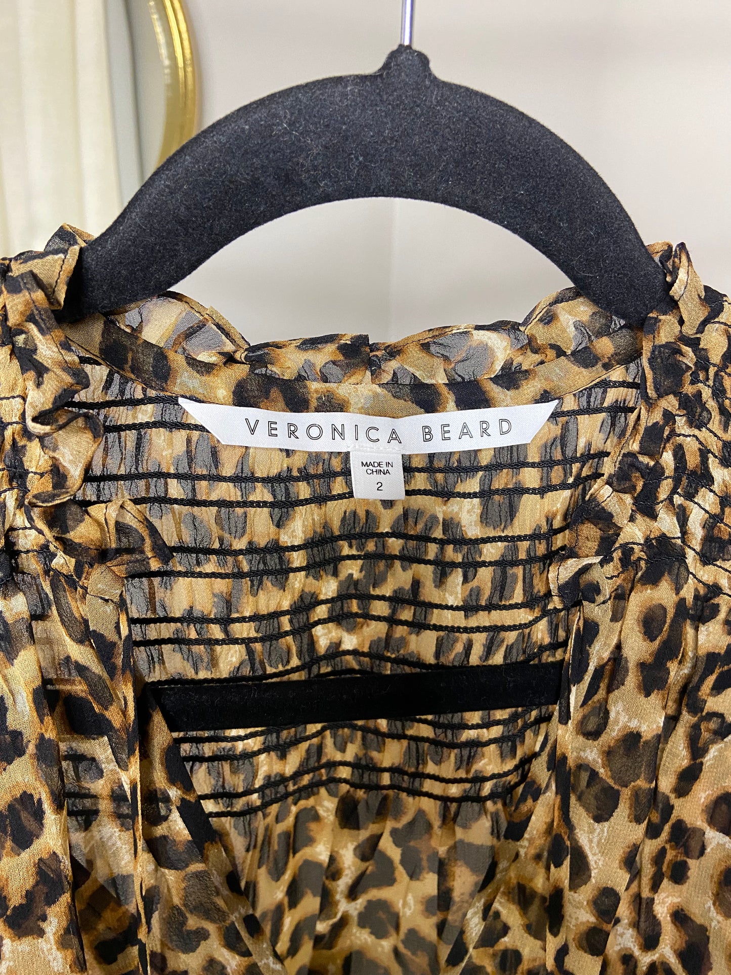 Veronica Beard Jaz Silk Leopard Blouse size XS