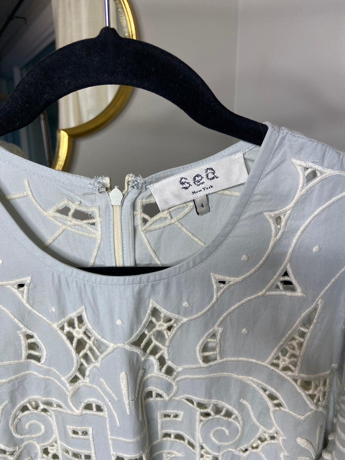 Sea New York Blaire Shell-Embellished Organic Cotton Midi Dress size 4