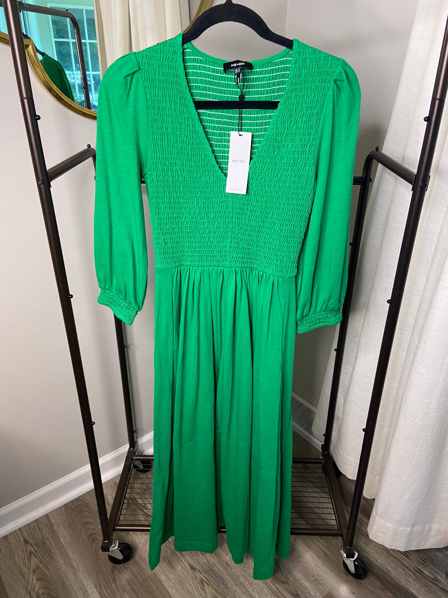 Me+Em Cotton V Neck Maxi Dress in Spring Green size 2