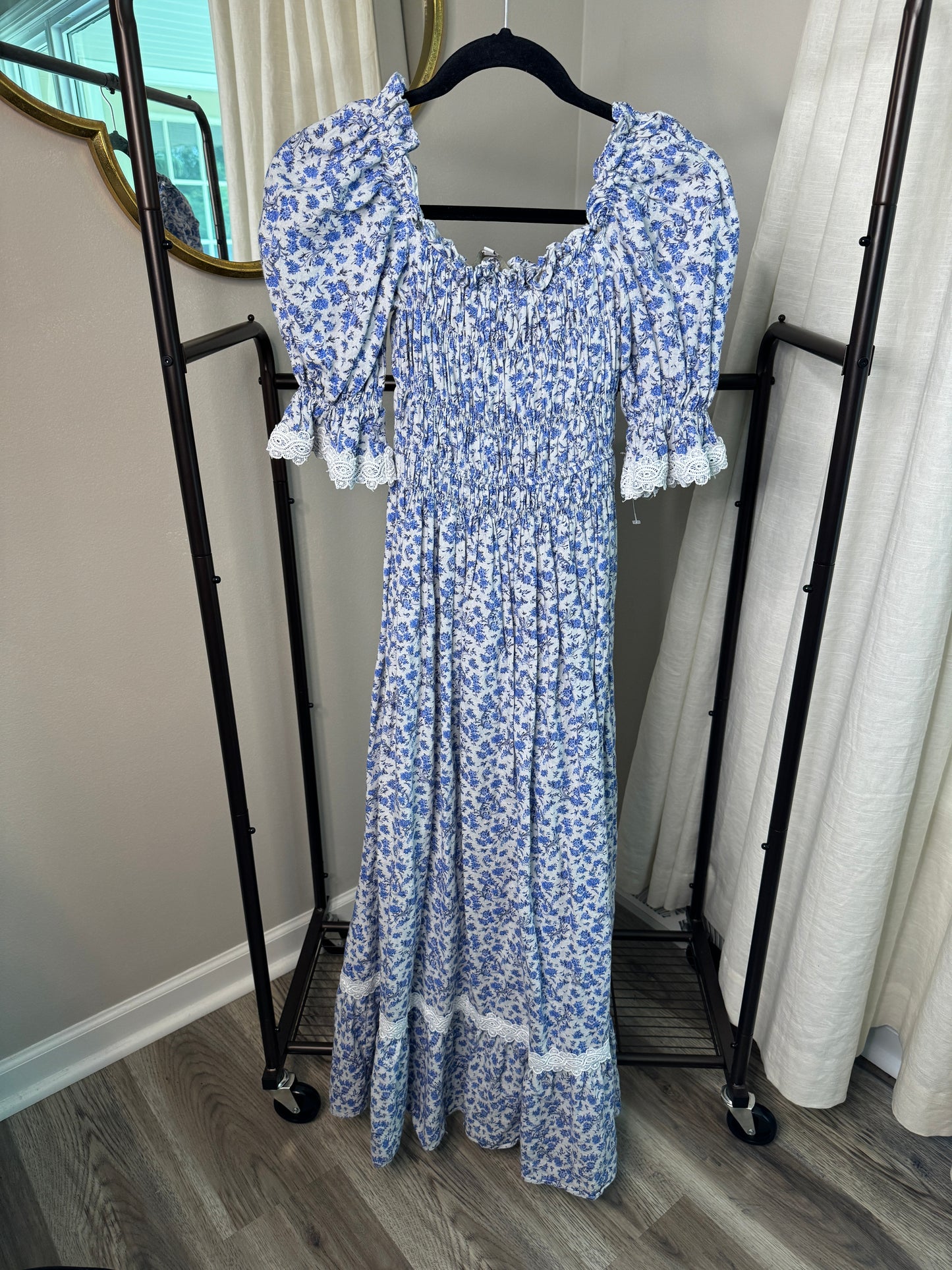 Lug Von Siga Elisa Smocked Midi Dress size 4 (36)
