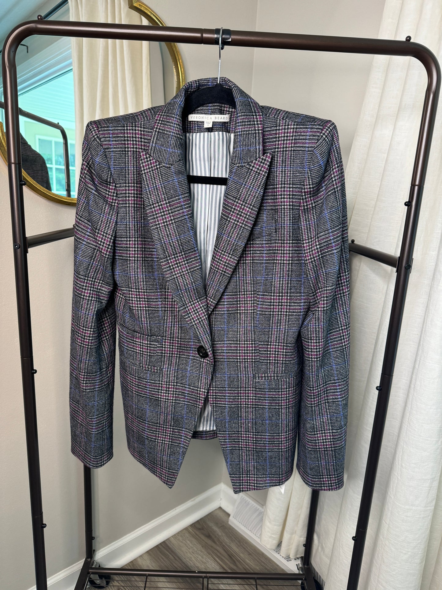 Veronica Beard Brock Plaid Dickey Blazer size 6