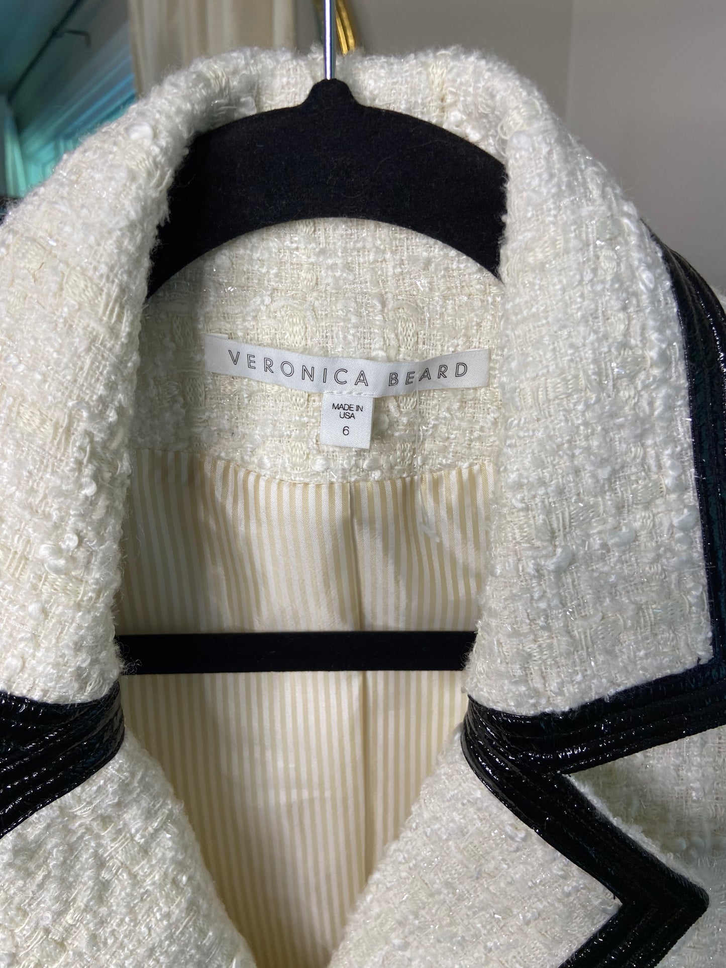 Veronica Beard Cato Cream Tweed Dickey Jacket size 6
