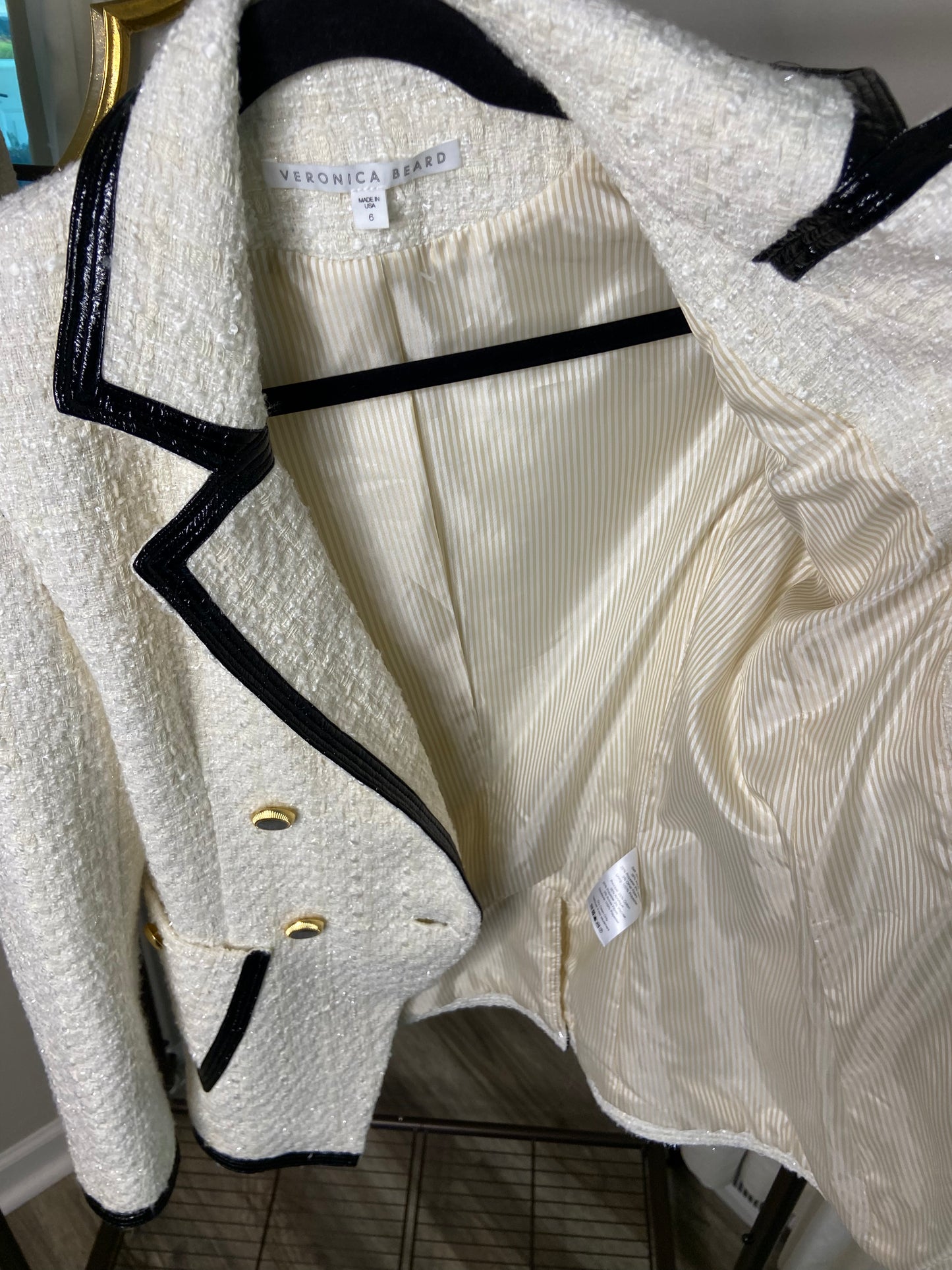 Veronica Beard Cato Cream Tweed Dickey Jacket size 6