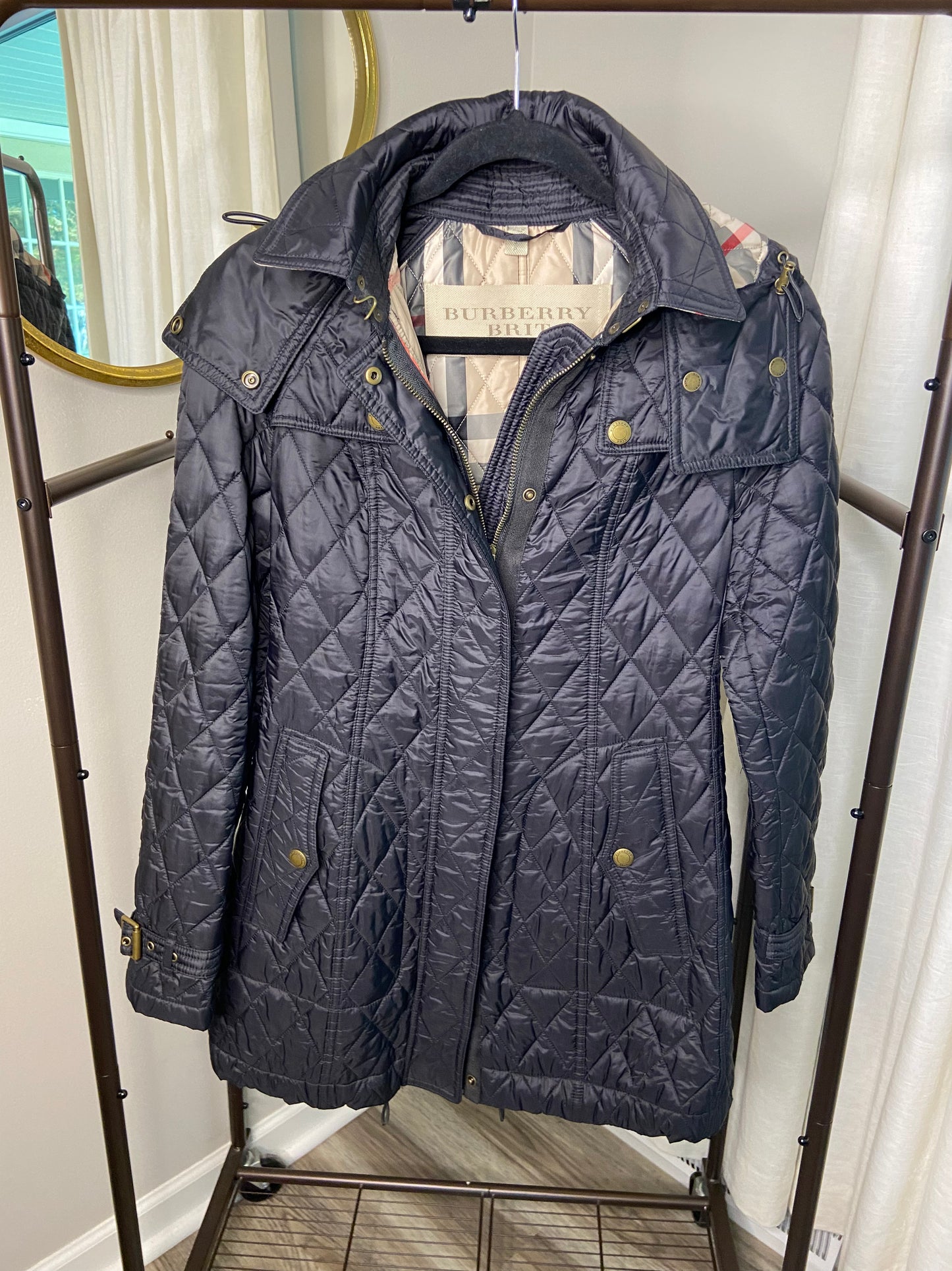 Burberry Nova Check Bellbridge Quilted Coat size S