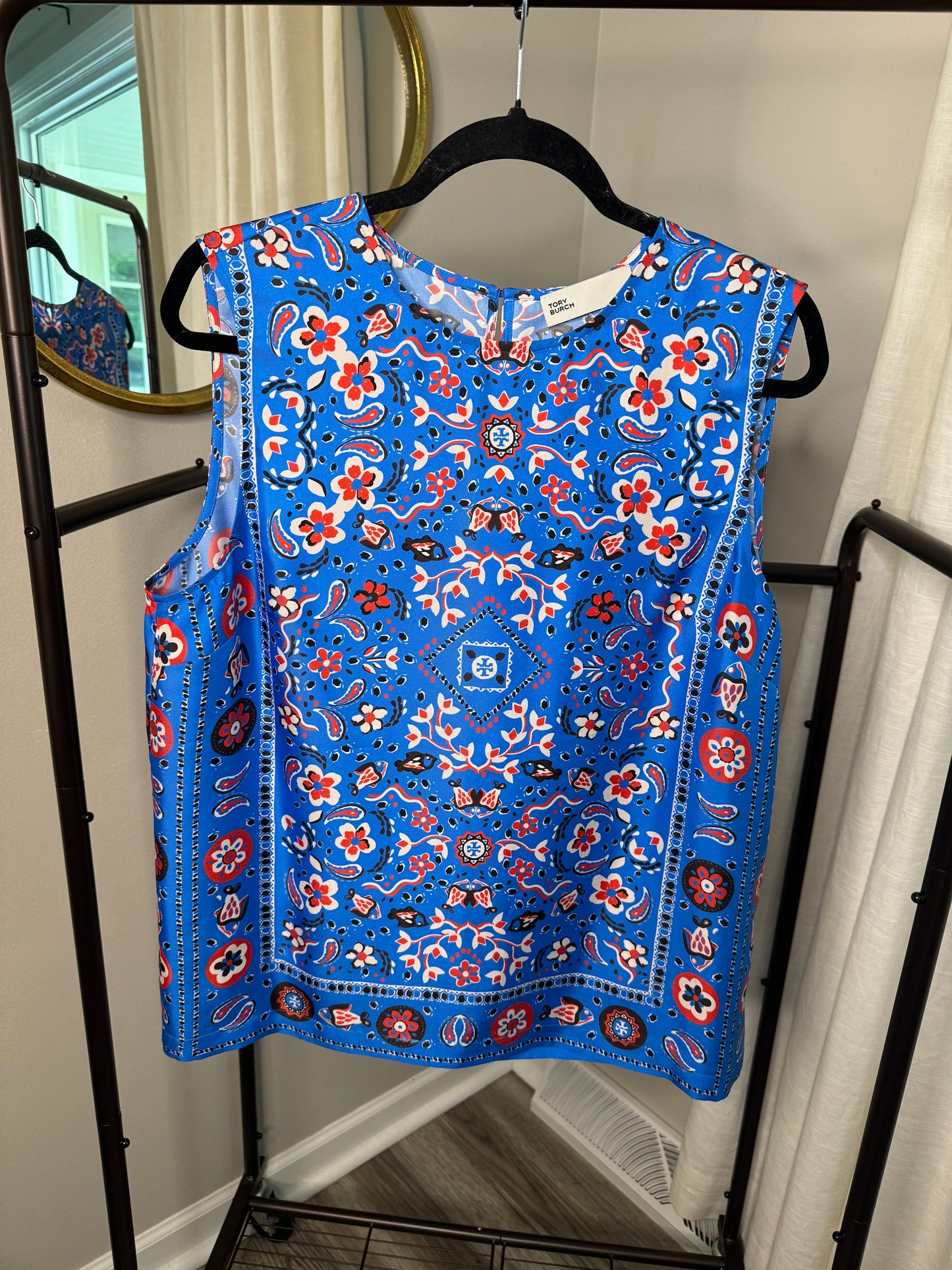 Tory Burch Printed Silk Shell Top size 14