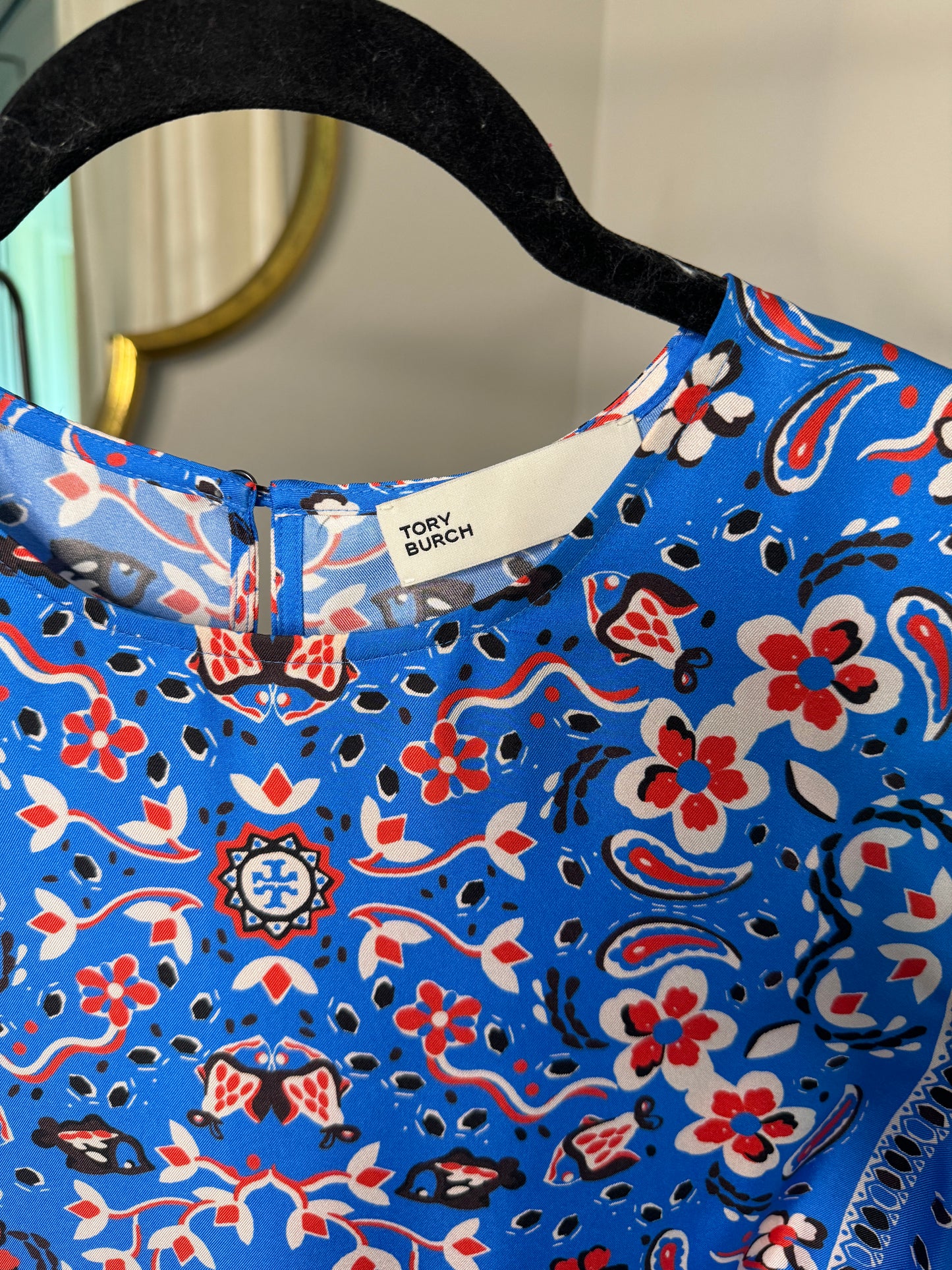 Tory Burch Printed Silk Shell Top size 14