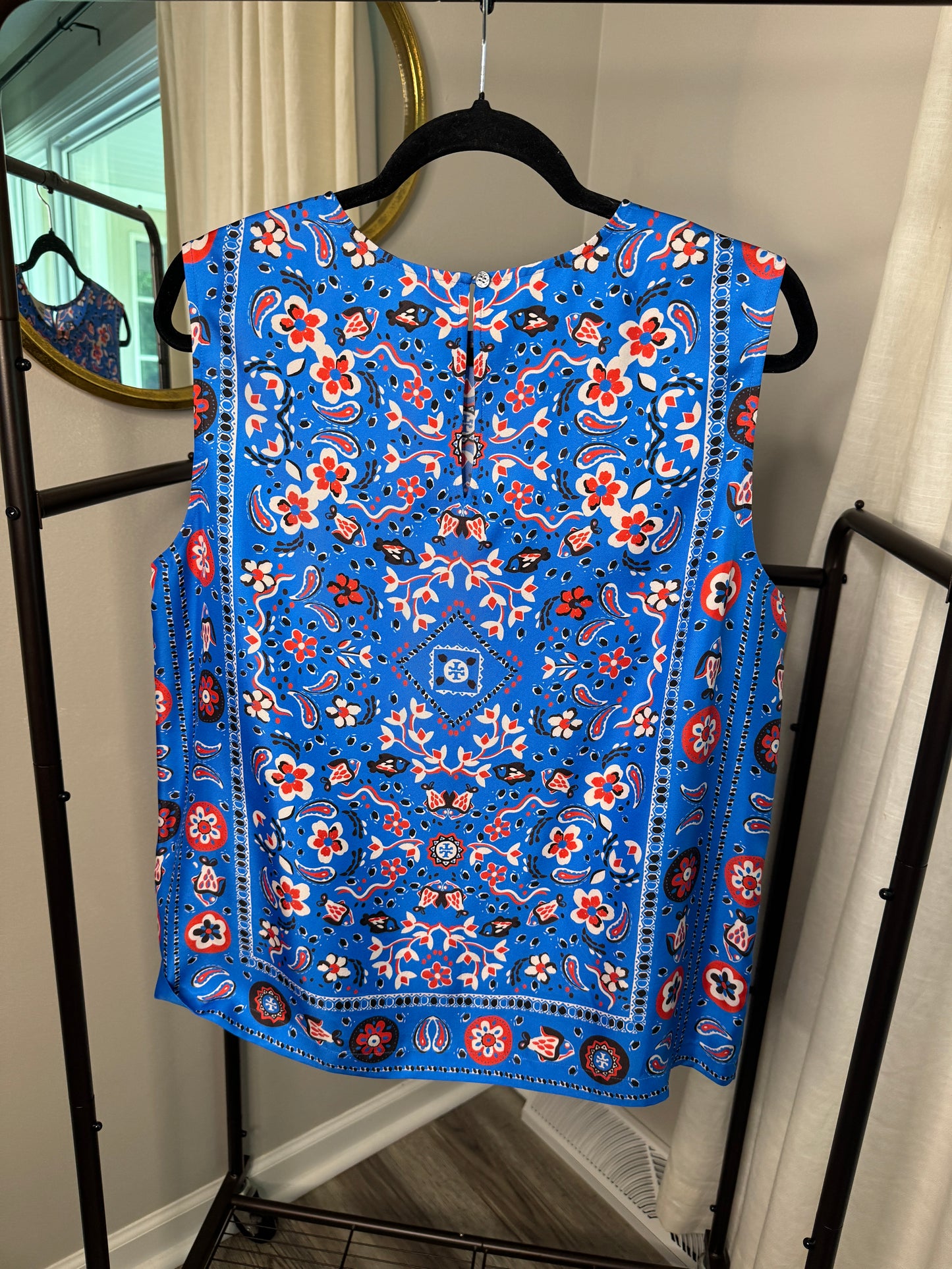 Tory Burch Printed Silk Shell Top size 14
