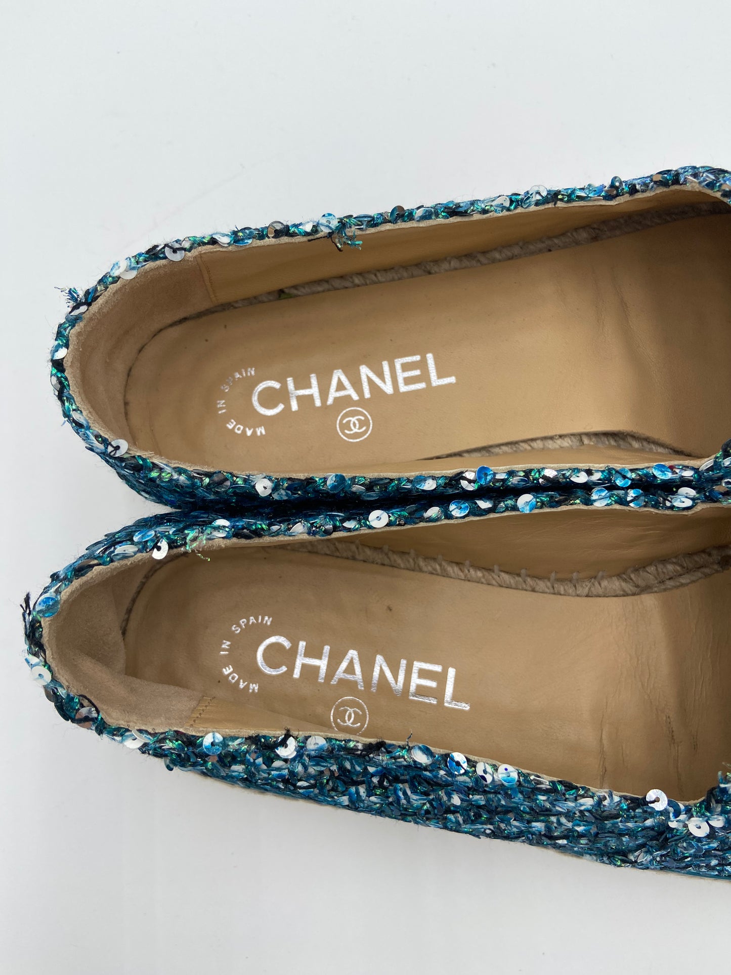 Chanel Interlocking CC Logo Tweed Espadrilles size 41