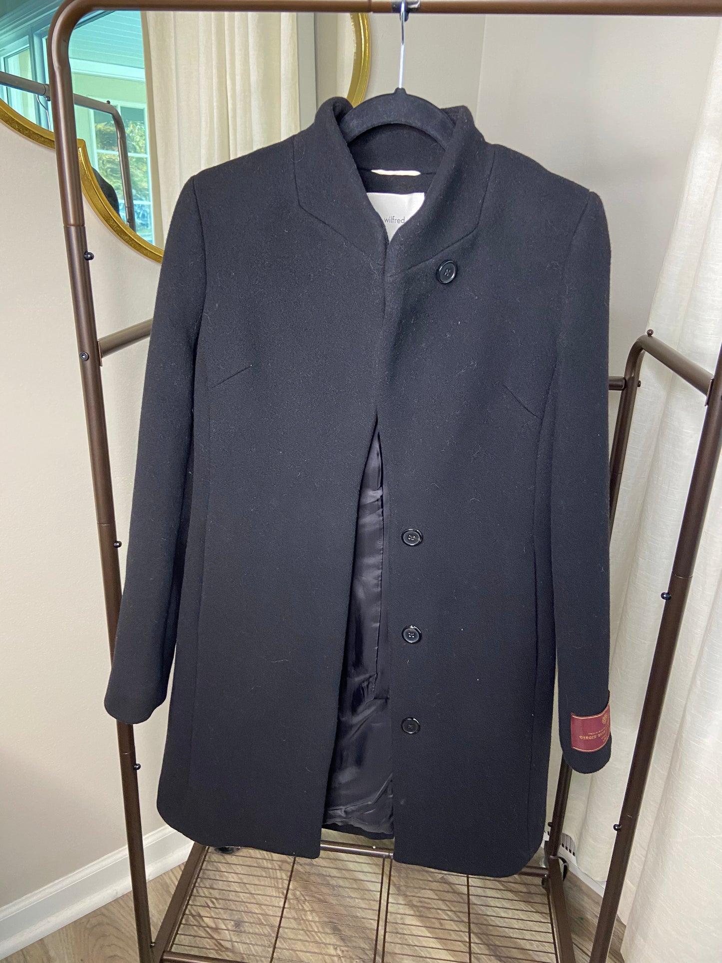 Wilfred Laval Black Wool Cashmere Coat size S