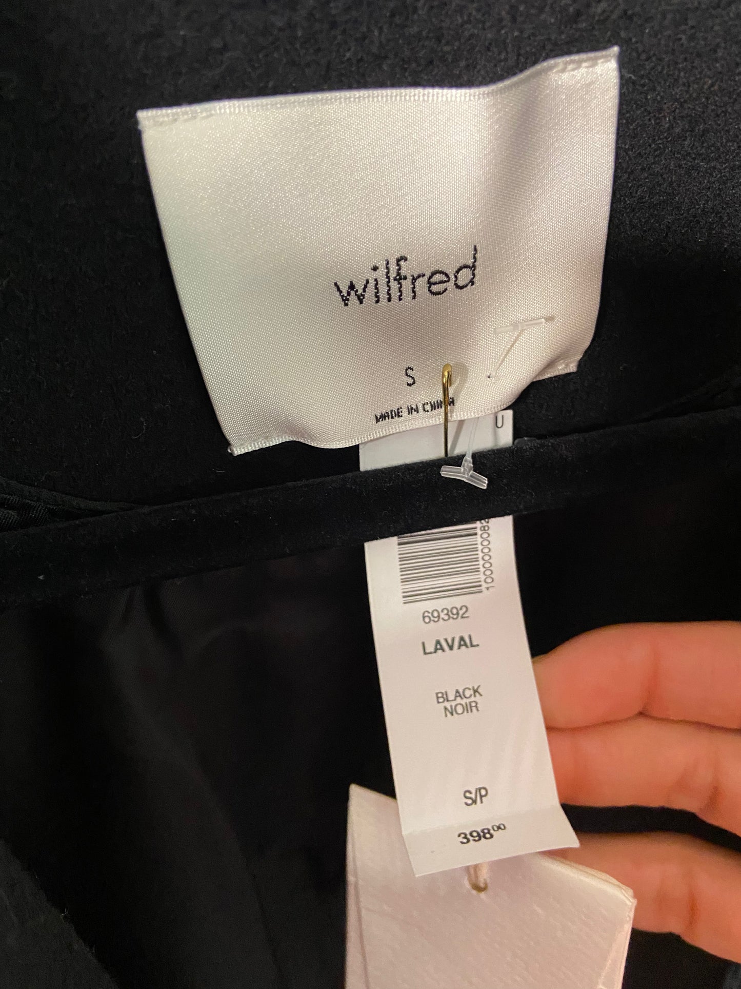 Wilfred Laval Black Wool Cashmere Coat size S