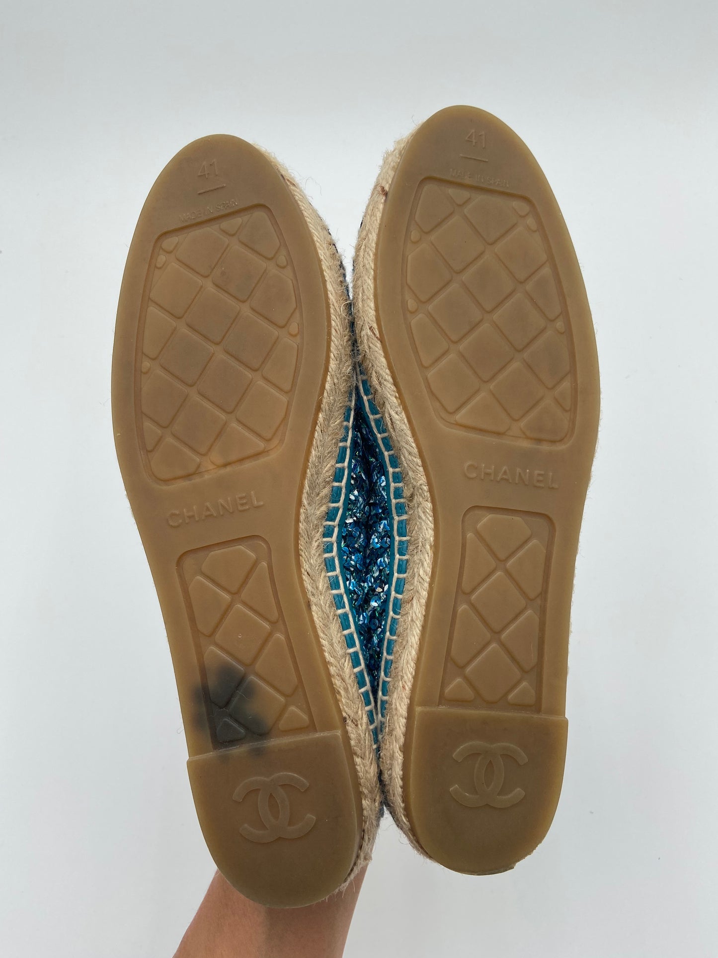 Chanel Interlocking CC Logo Tweed Espadrilles size 41