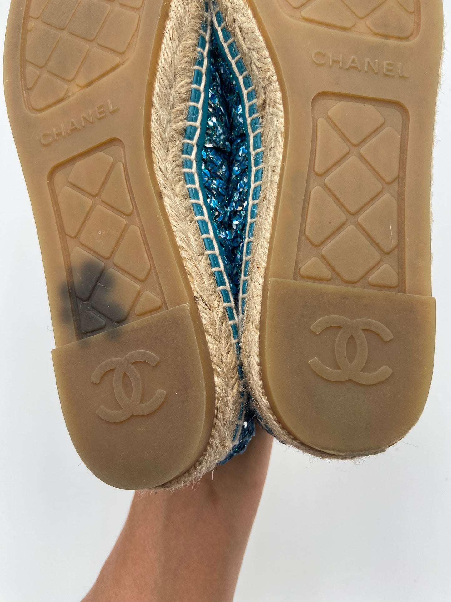 Chanel Interlocking CC Logo Tweed Espadrilles size 41