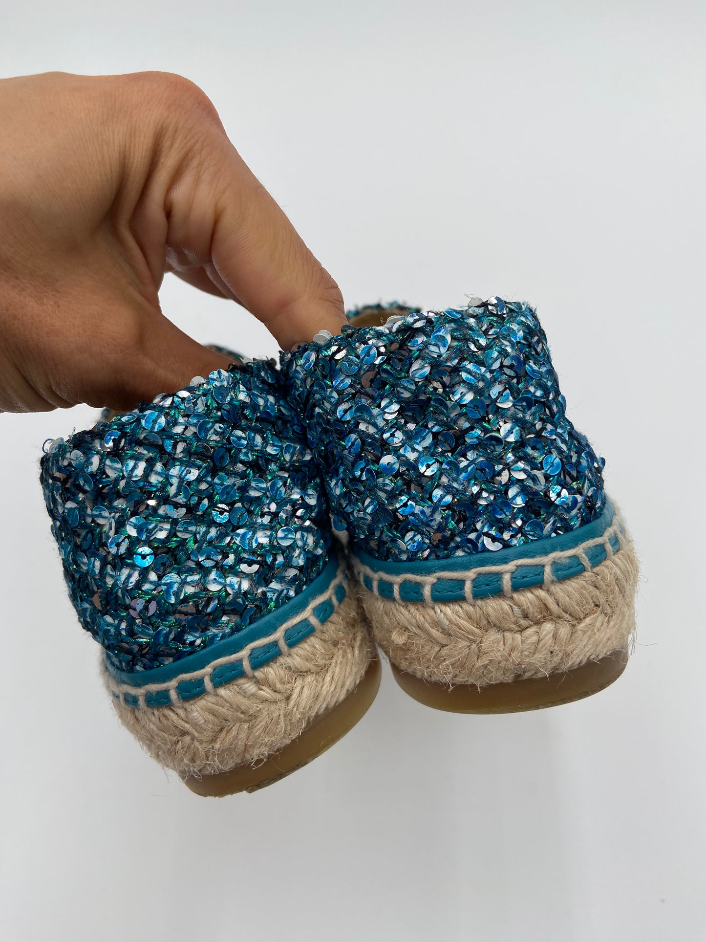 Chanel Interlocking CC Logo Tweed Espadrilles size 41