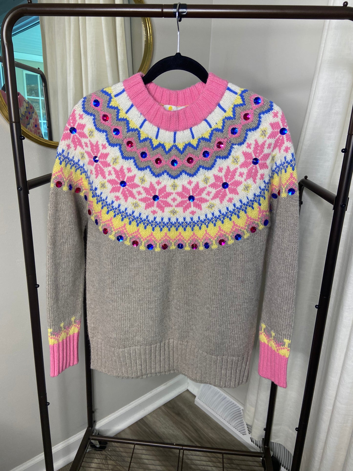 Boden Fair Isle Embellished Sweater size US 4