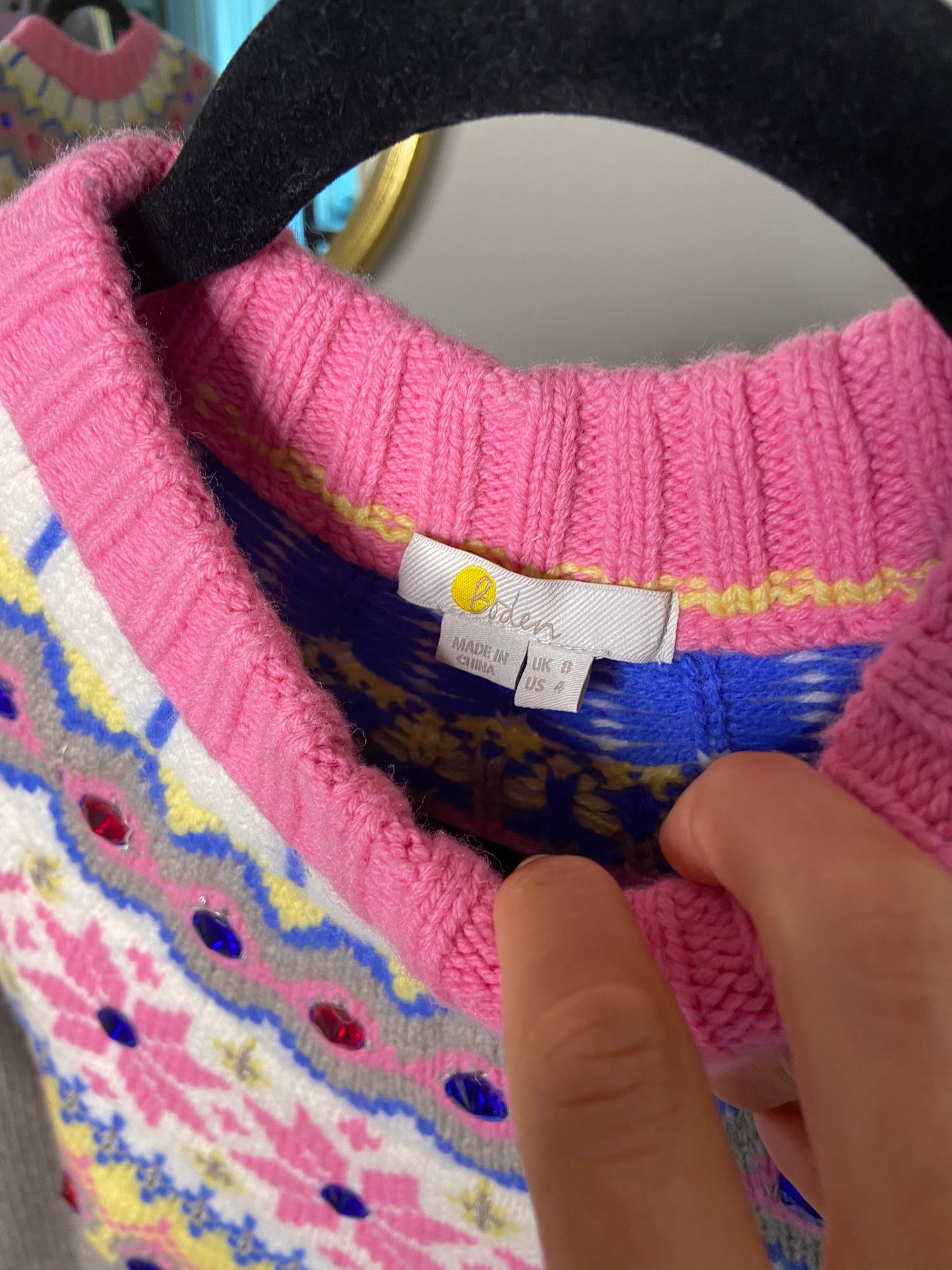 Boden Fair Isle Embellished Sweater size US 4