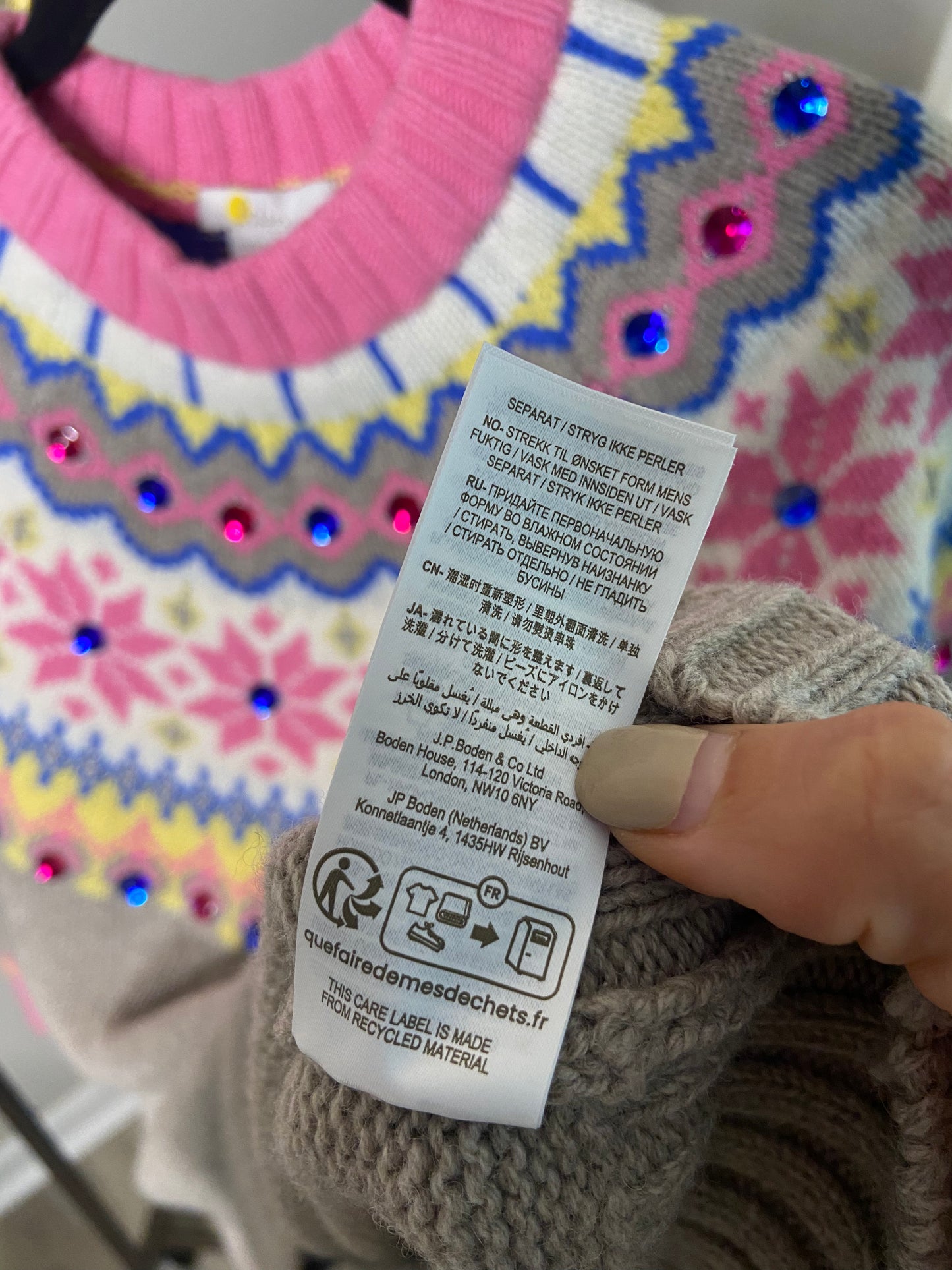 Boden Fair Isle Embellished Sweater size US 4