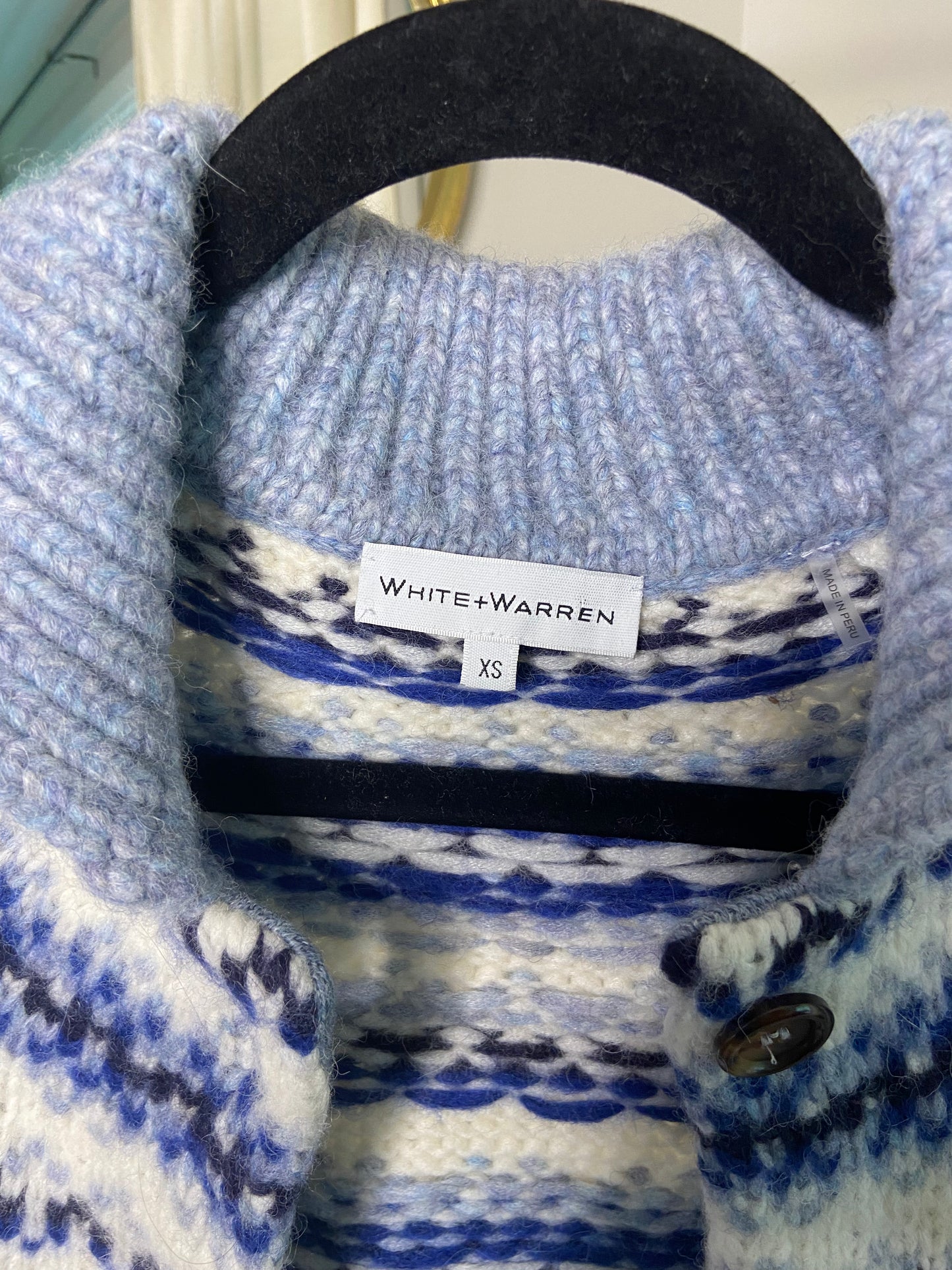 White and Warren Bay Alpaca Fair Isle Cardigan size XS