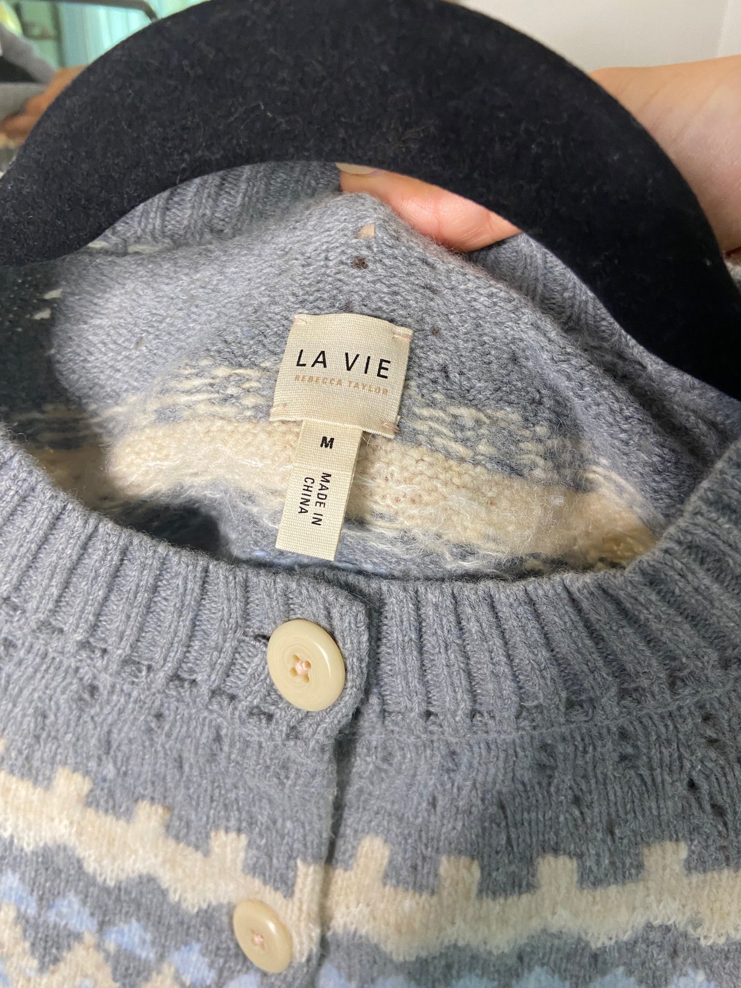 La Vie Rebecca Taylor Fair Isle Cardigan size M