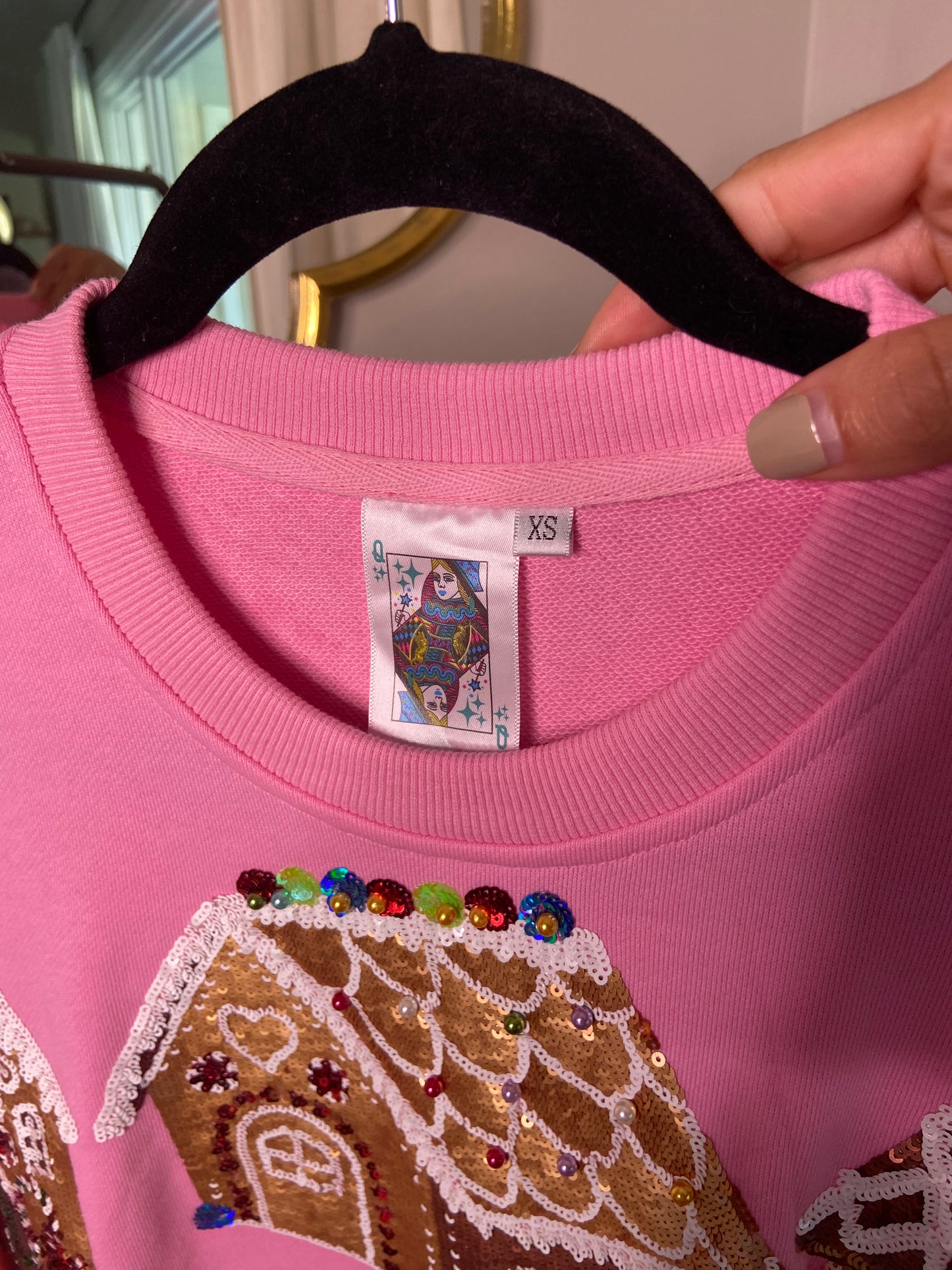 Queen of Sparkles Gingerbread Holiday Sweatshirt size XS