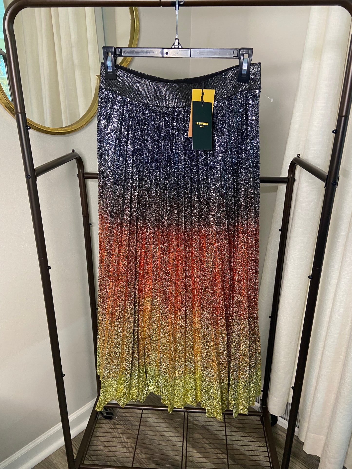 Le Superbe Flame Degrade Sequined Skirt size S