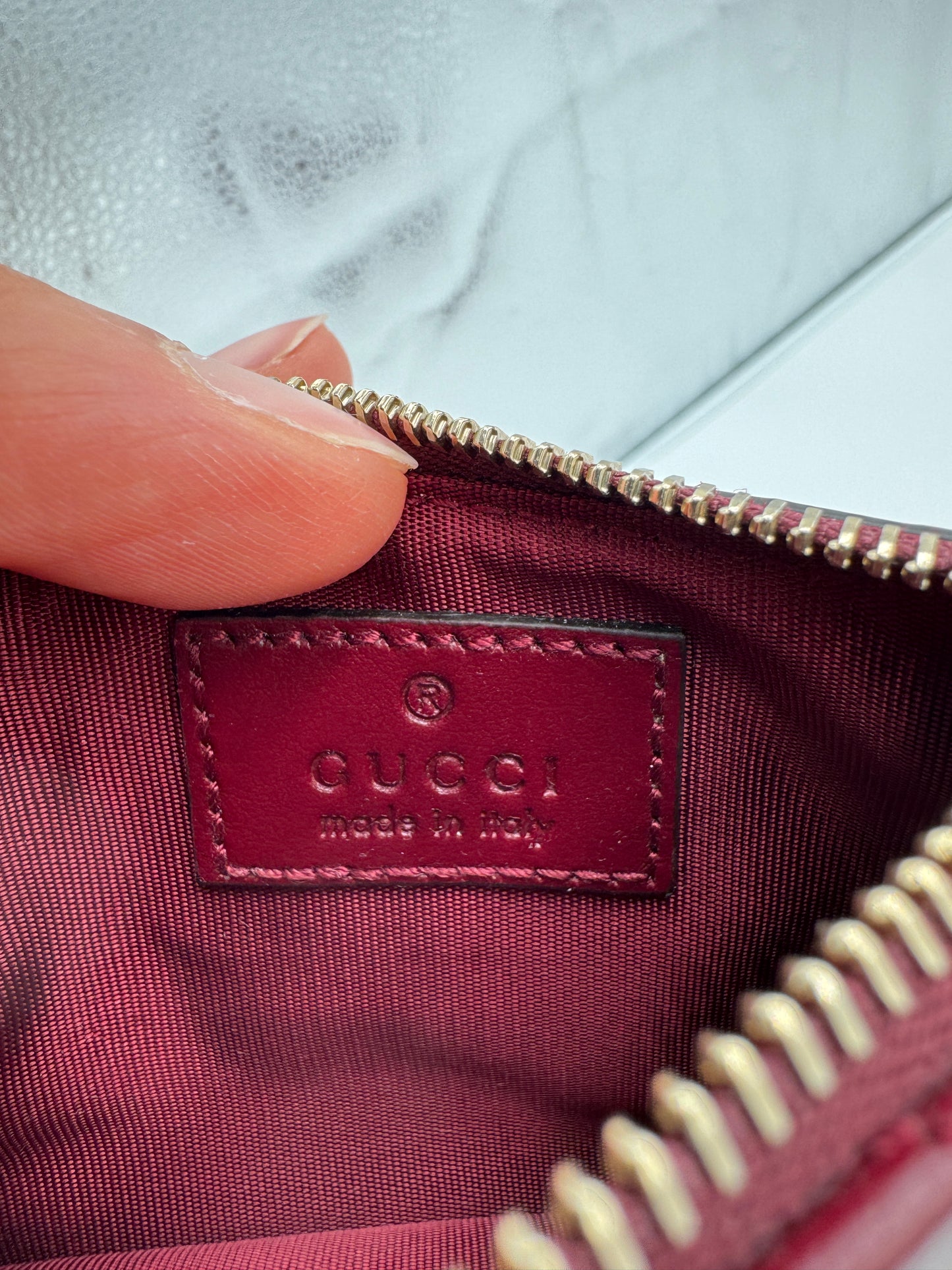 Gucci GG Marmont Zip Key Pouch Leather - Bordeaux