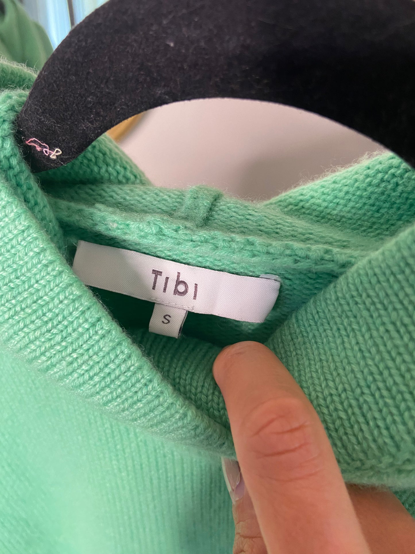 Tibi Pleated Sleeve Cropped Cashmere Pullover Kelly Green size S