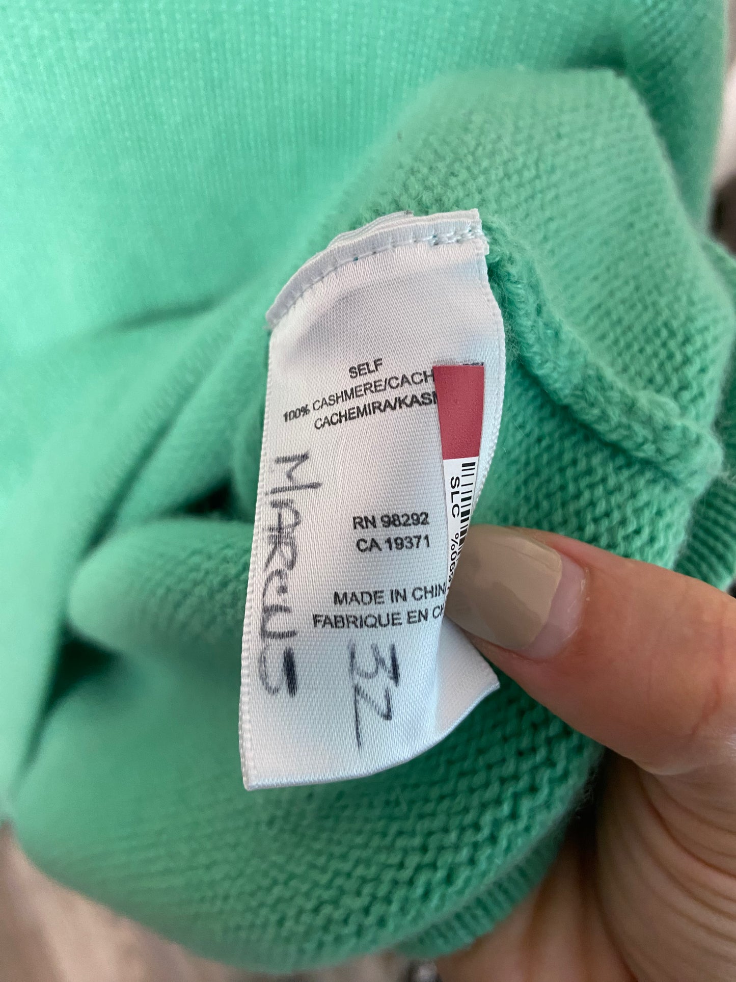 Tibi Pleated Sleeve Cropped Cashmere Pullover Kelly Green size S