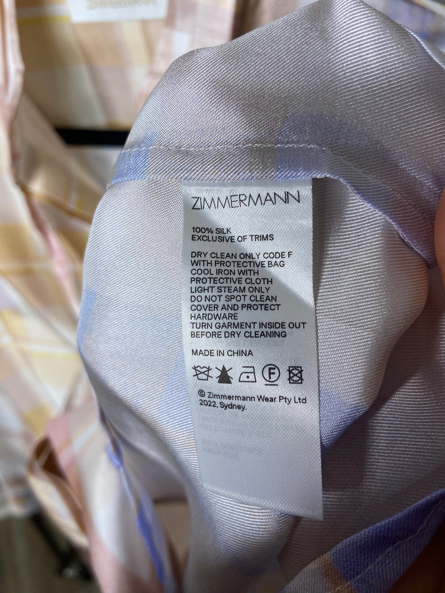 Zimmermann Dancer Ombré Check Tie Neck Silk Shirt size 6