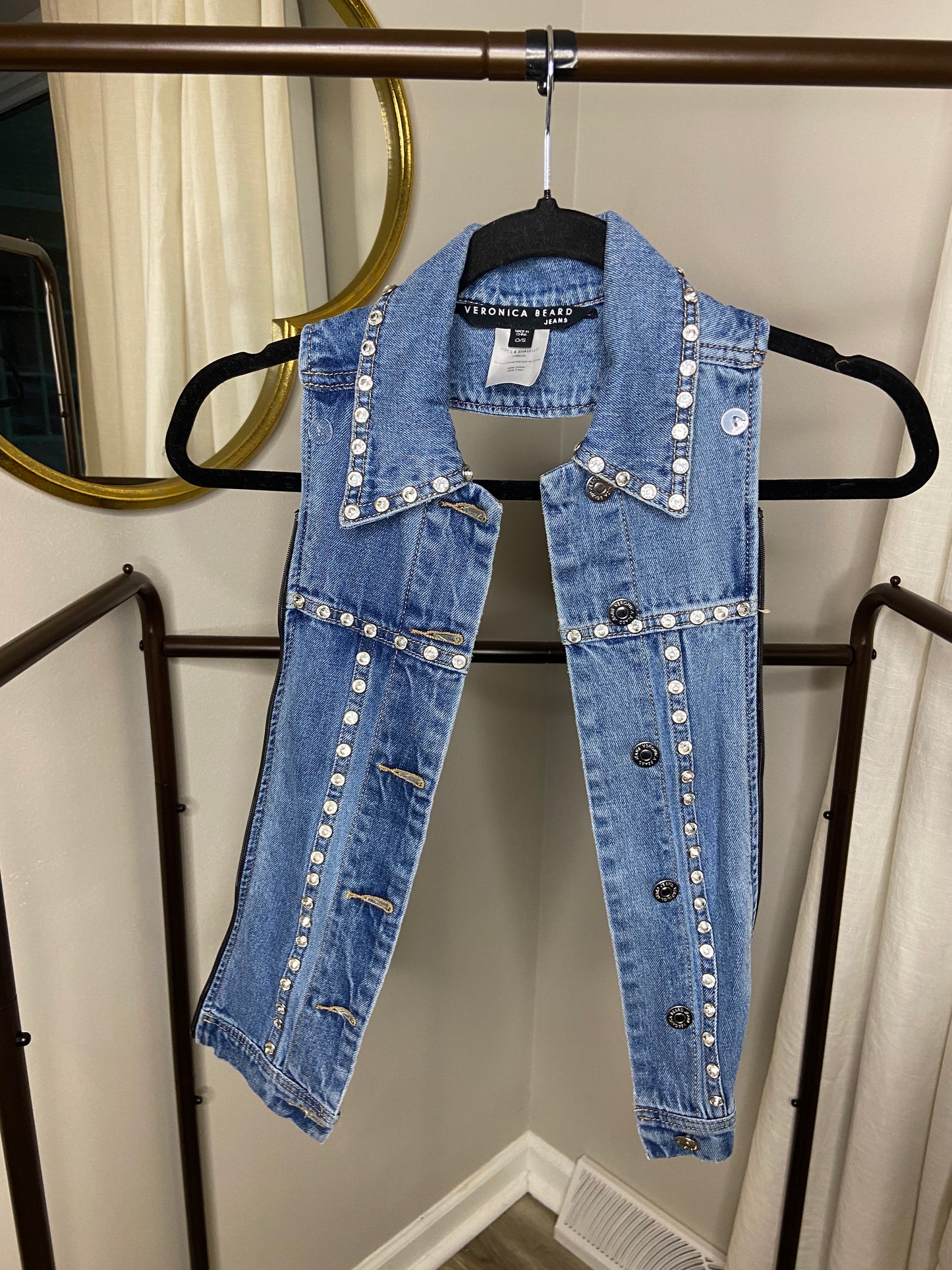 Veronica Beard Denim Studded Dickie ONLY SIZE