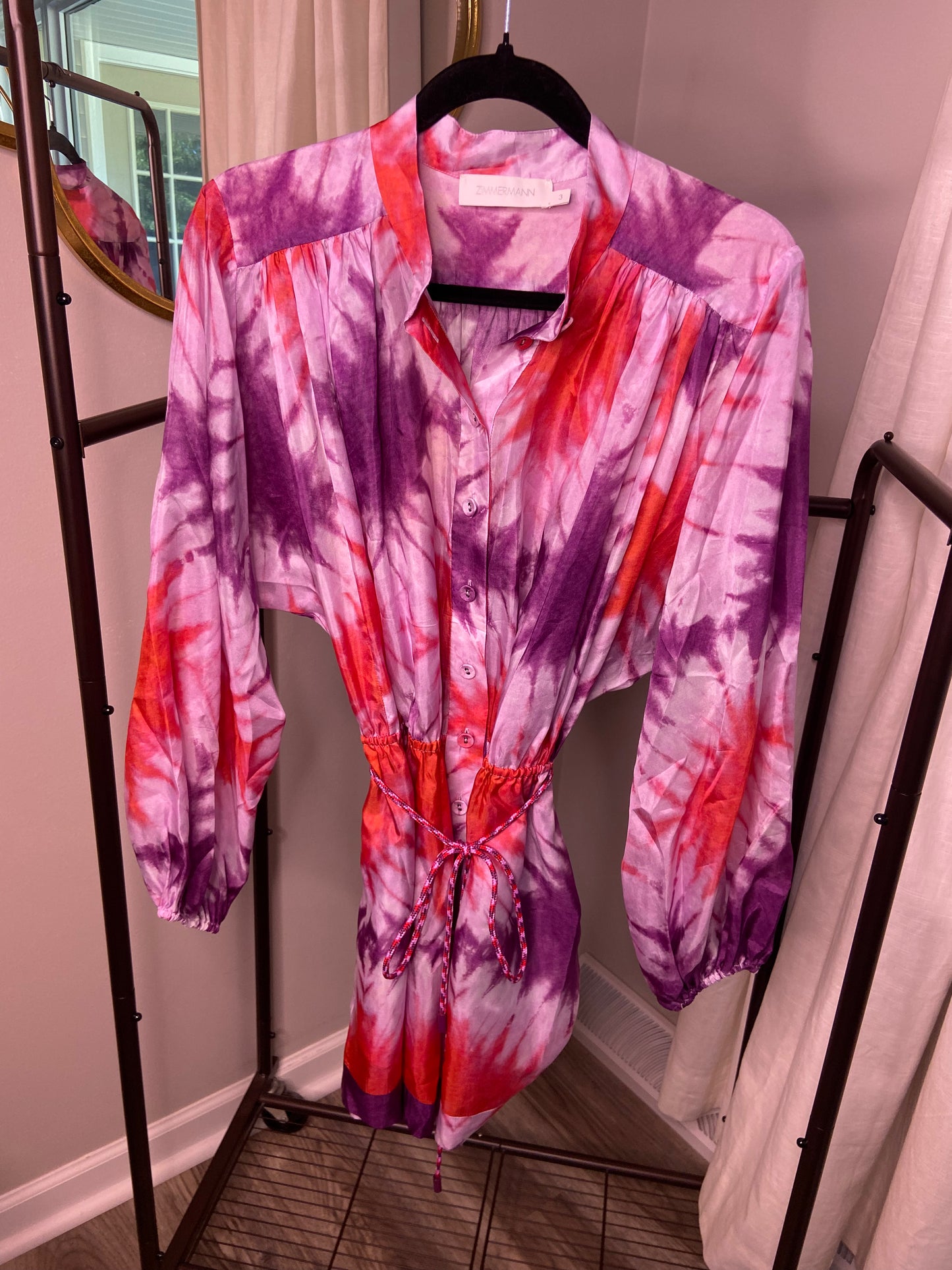 Zimmermann Shelly Button Silk Playsuit size US 10