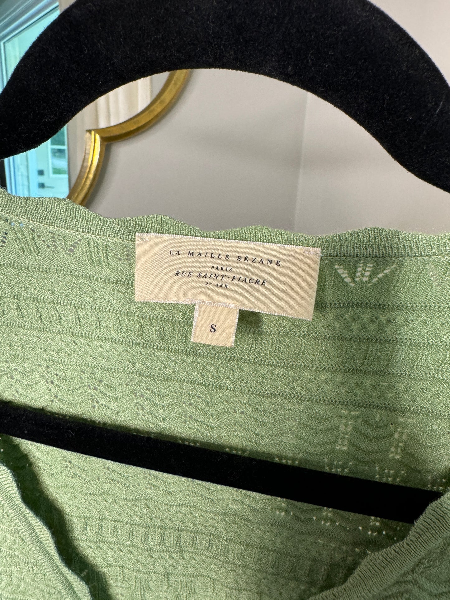 Sezane Charlotte Sage Green Cardigan size S