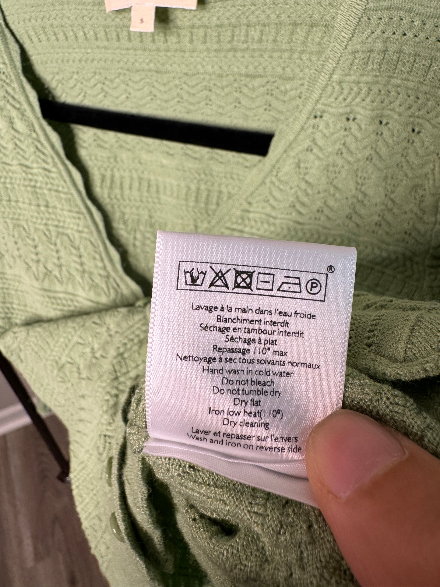Sezane Charlotte Sage Green Cardigan size S