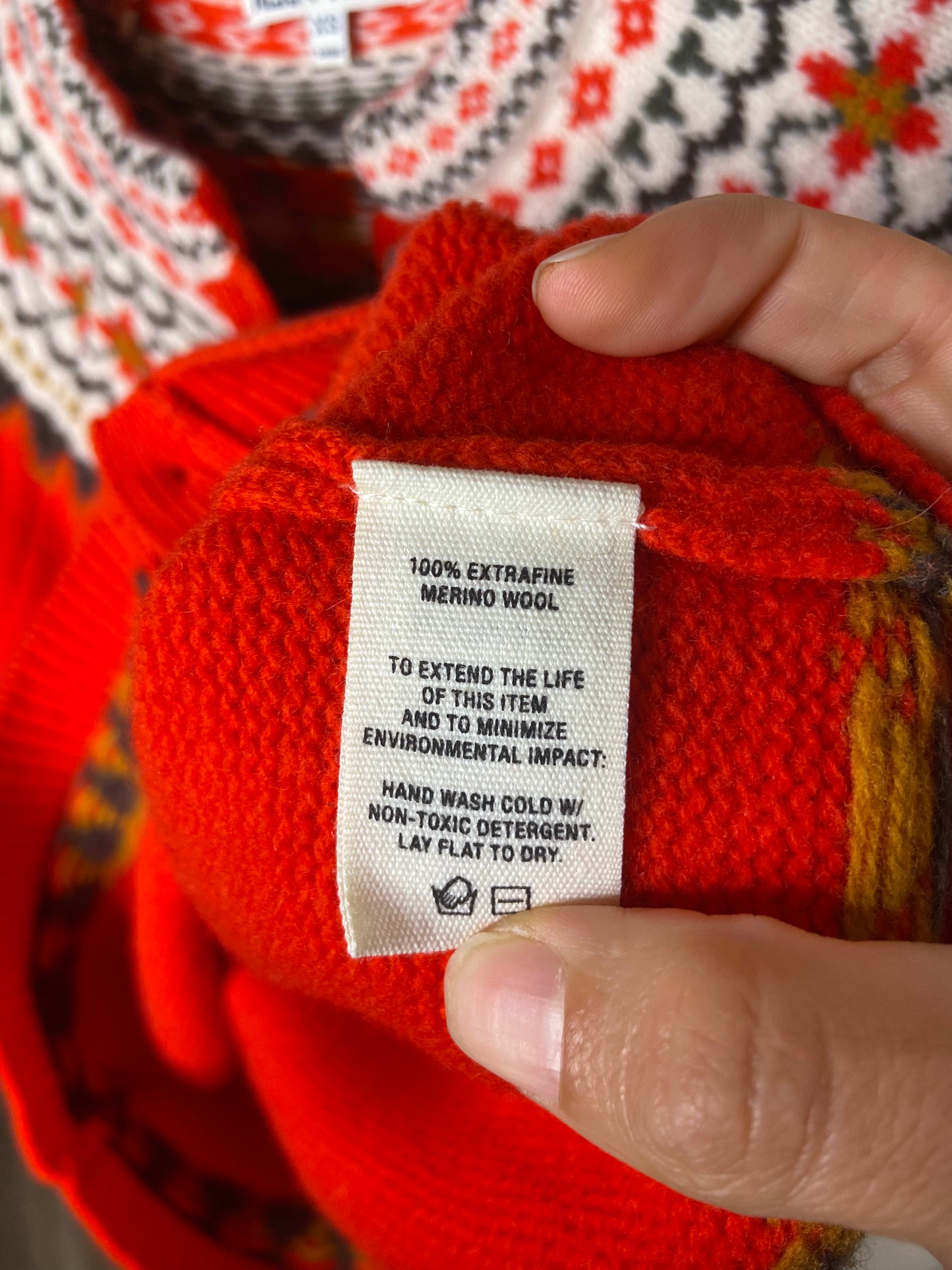 Alex Mill Hilde Fair Isle Red Cardigan size XS