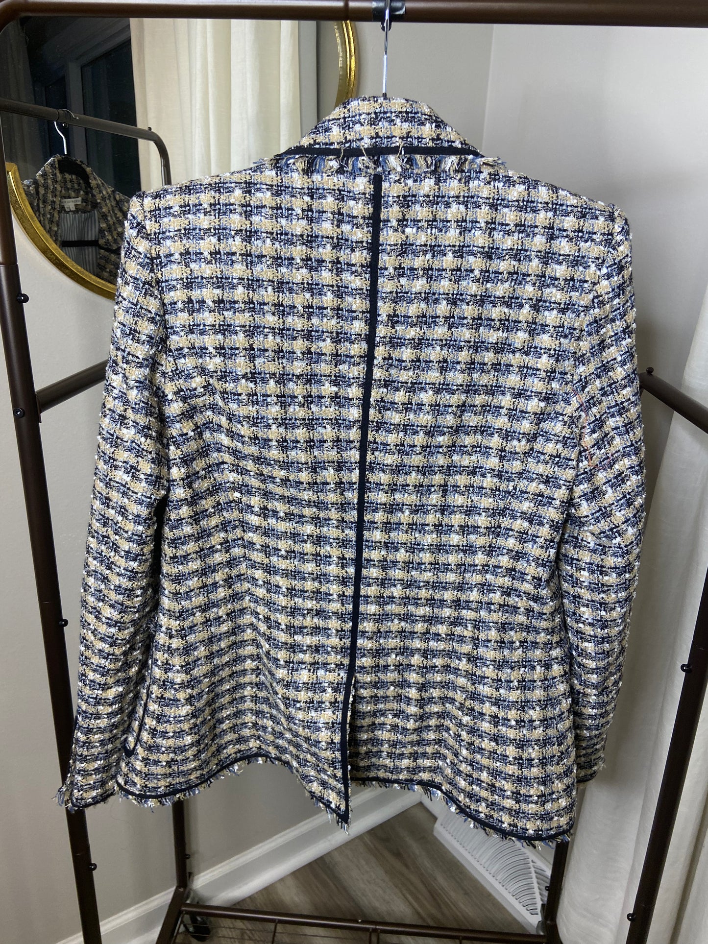 Veronica Beard Theron Houndstooth Blazer In Blue Multi size 6