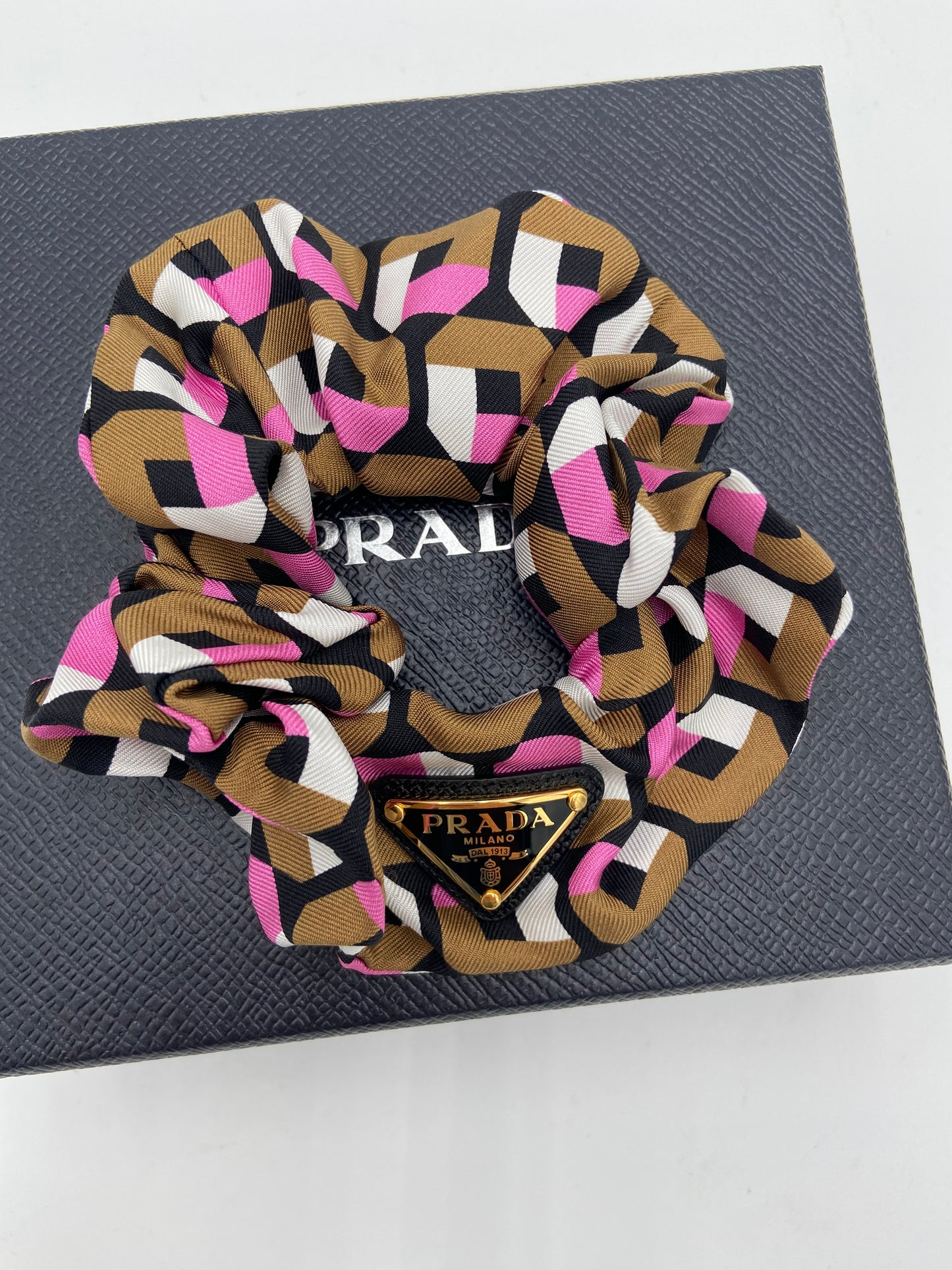 Prada Silk Geometric Scrunchie