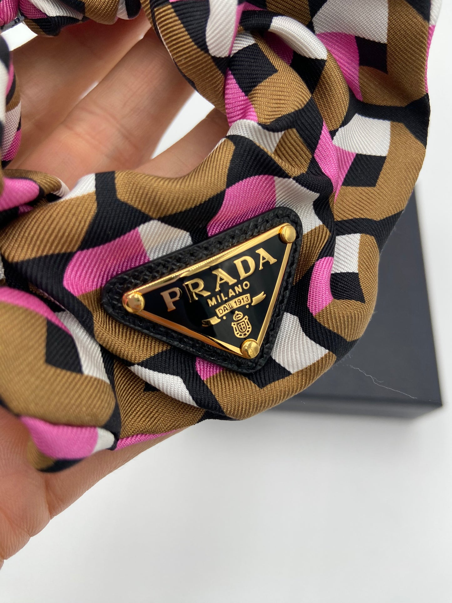 Prada Silk Geometric Scrunchie