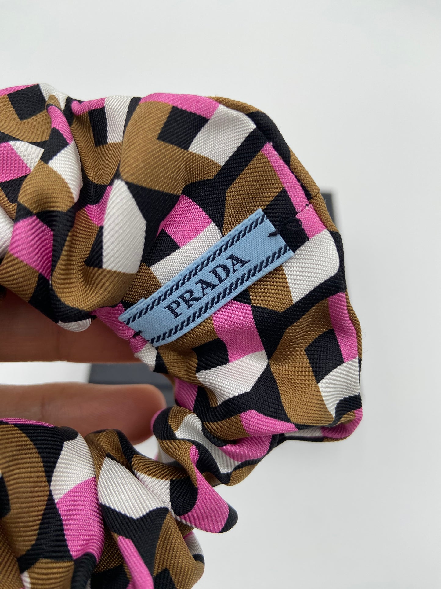 Prada Silk Geometric Scrunchie