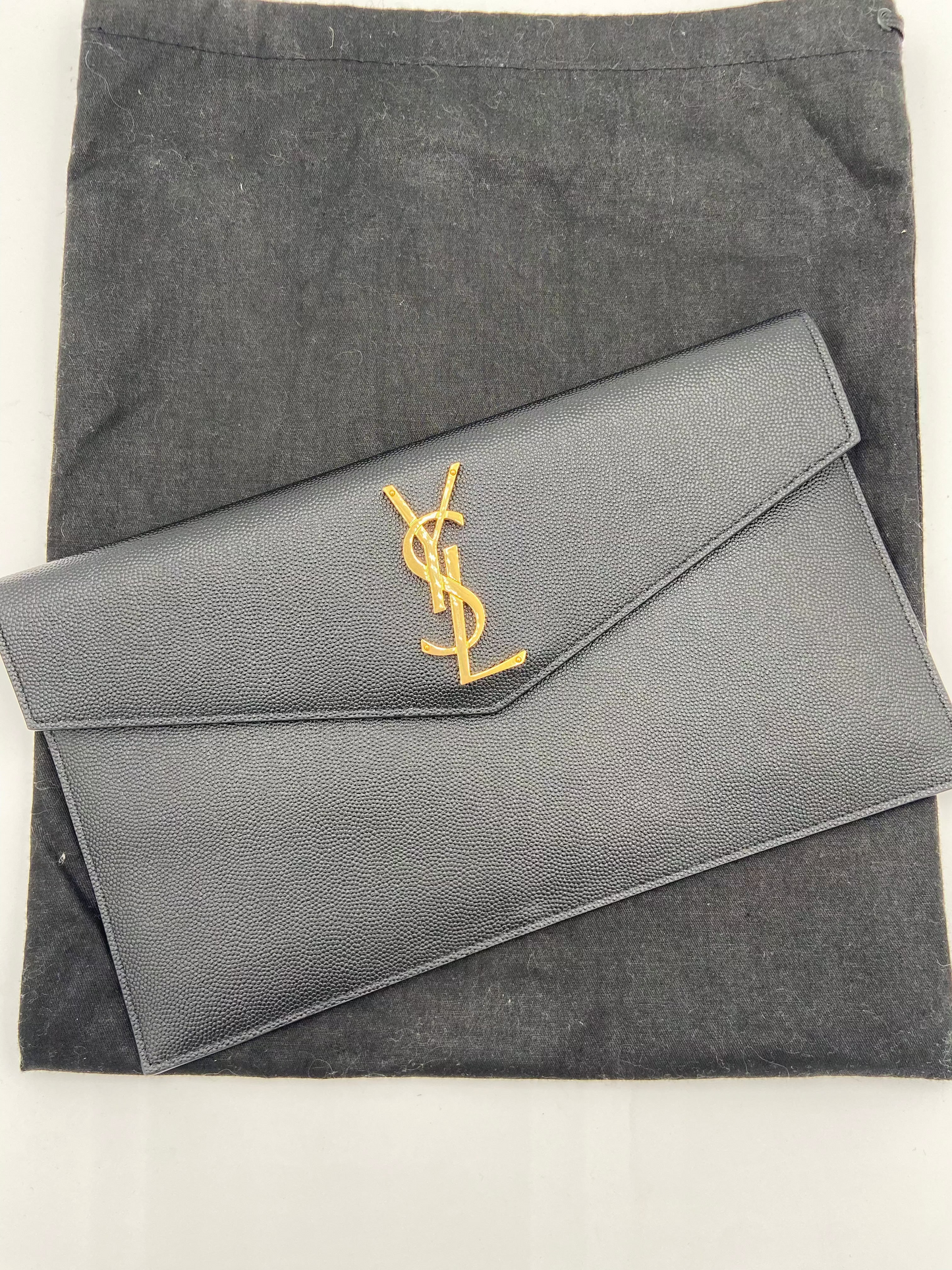 YSL Uptown Pouch in Grained Leather